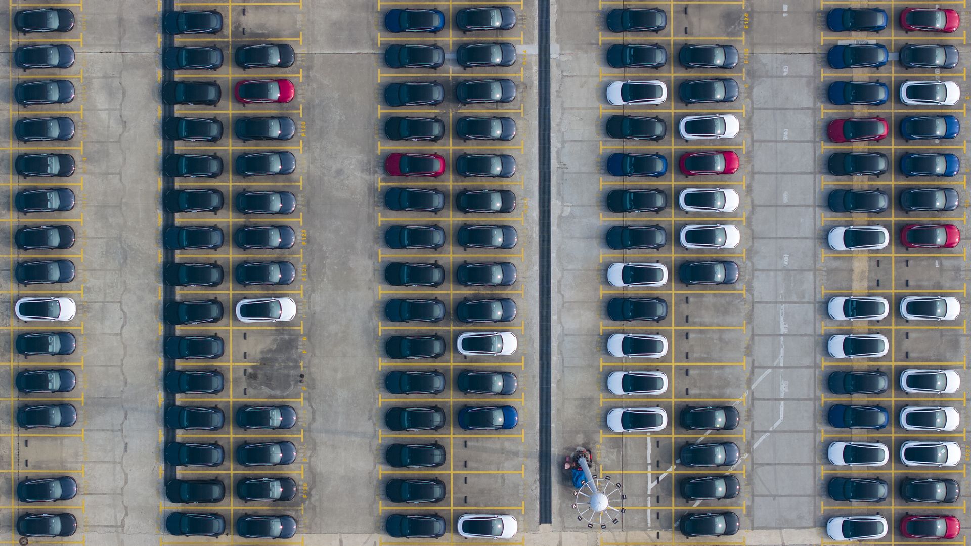 Tesla vehicles at a Tesla factory in Shanghai, China, in December 2023.