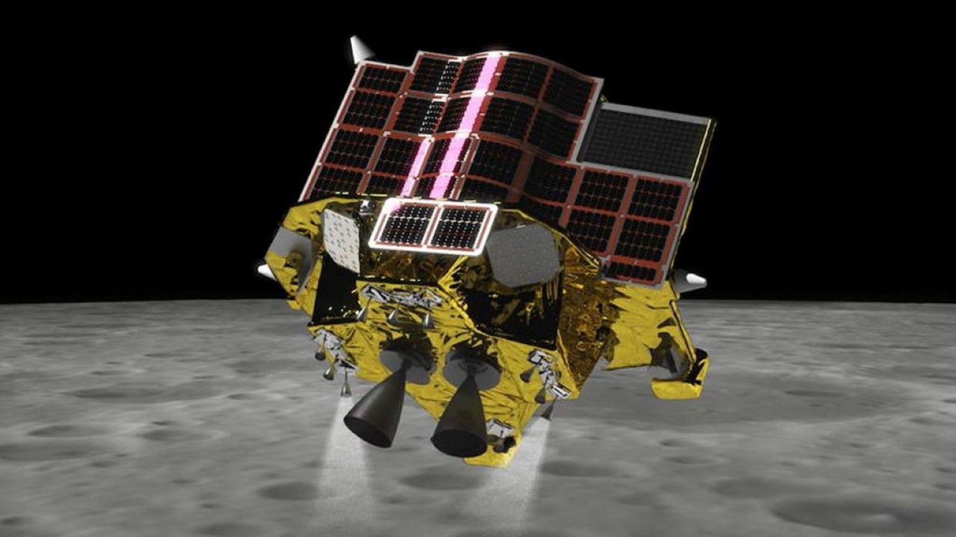 Artist's illustration of Japan's SLIM lander attempting its lunar touchdown.