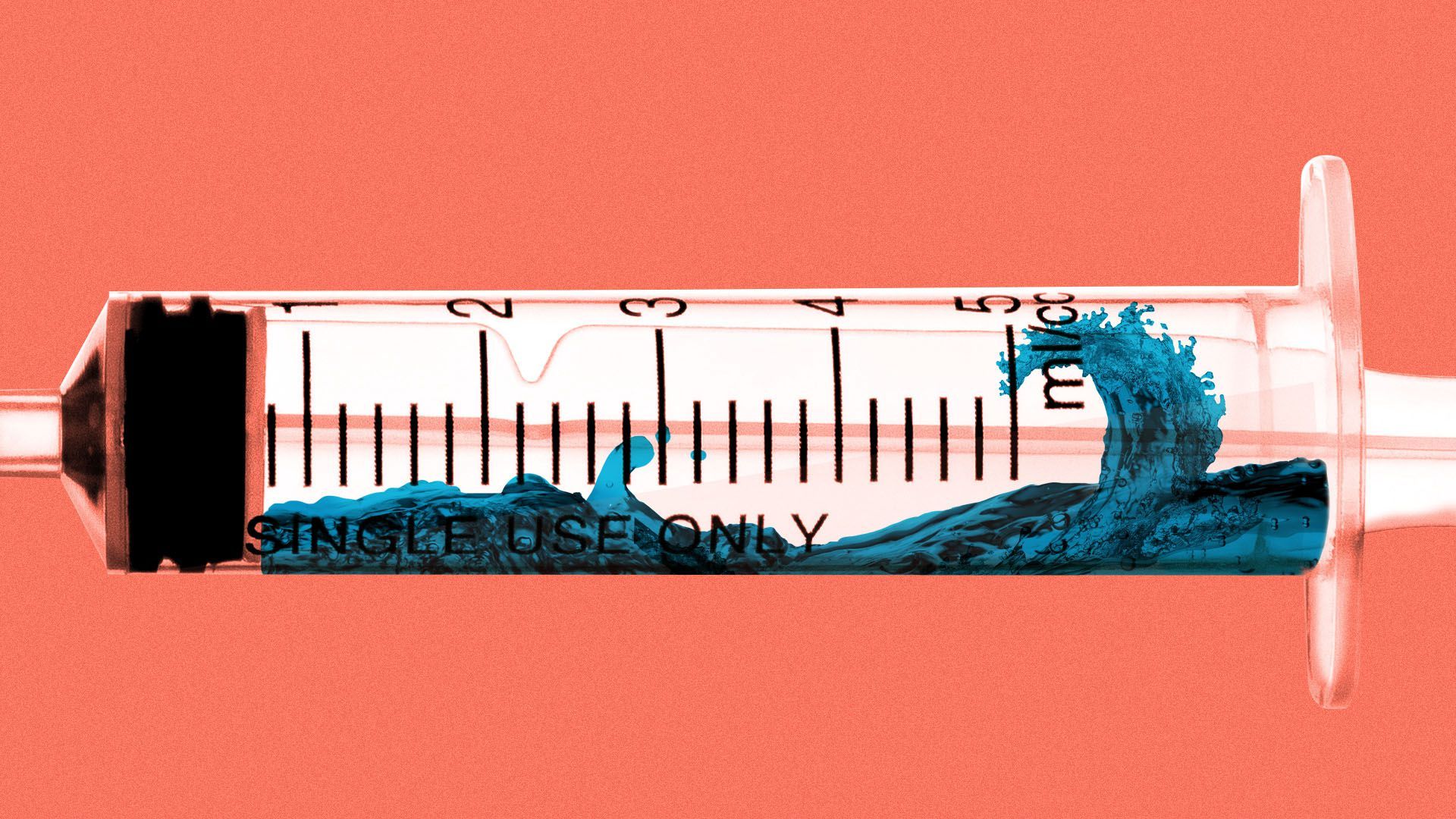 Illustration of a syringe with a wave inside of it