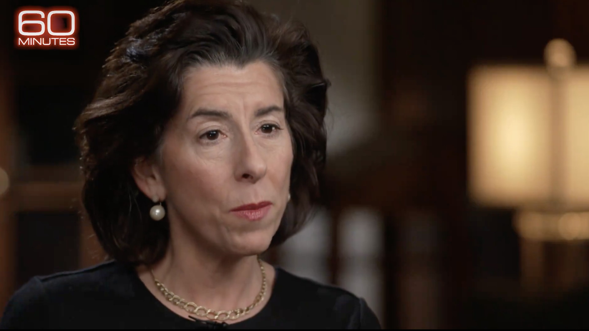 Commerce Secretary Gina Raimondo during her interview on CBS' "60 Minutes," broadcast Sunday evening.