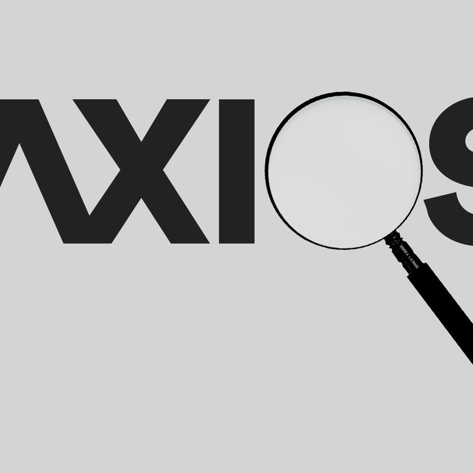 Illustration of Axios logo with a magnifying glass as the O