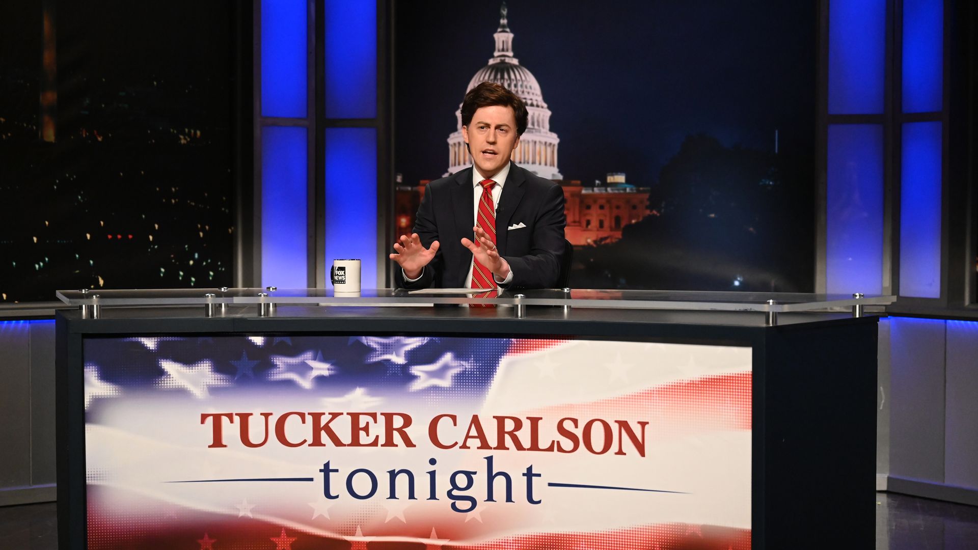 Alex Moffat as Tucker Carlson in the "SNL" cold open