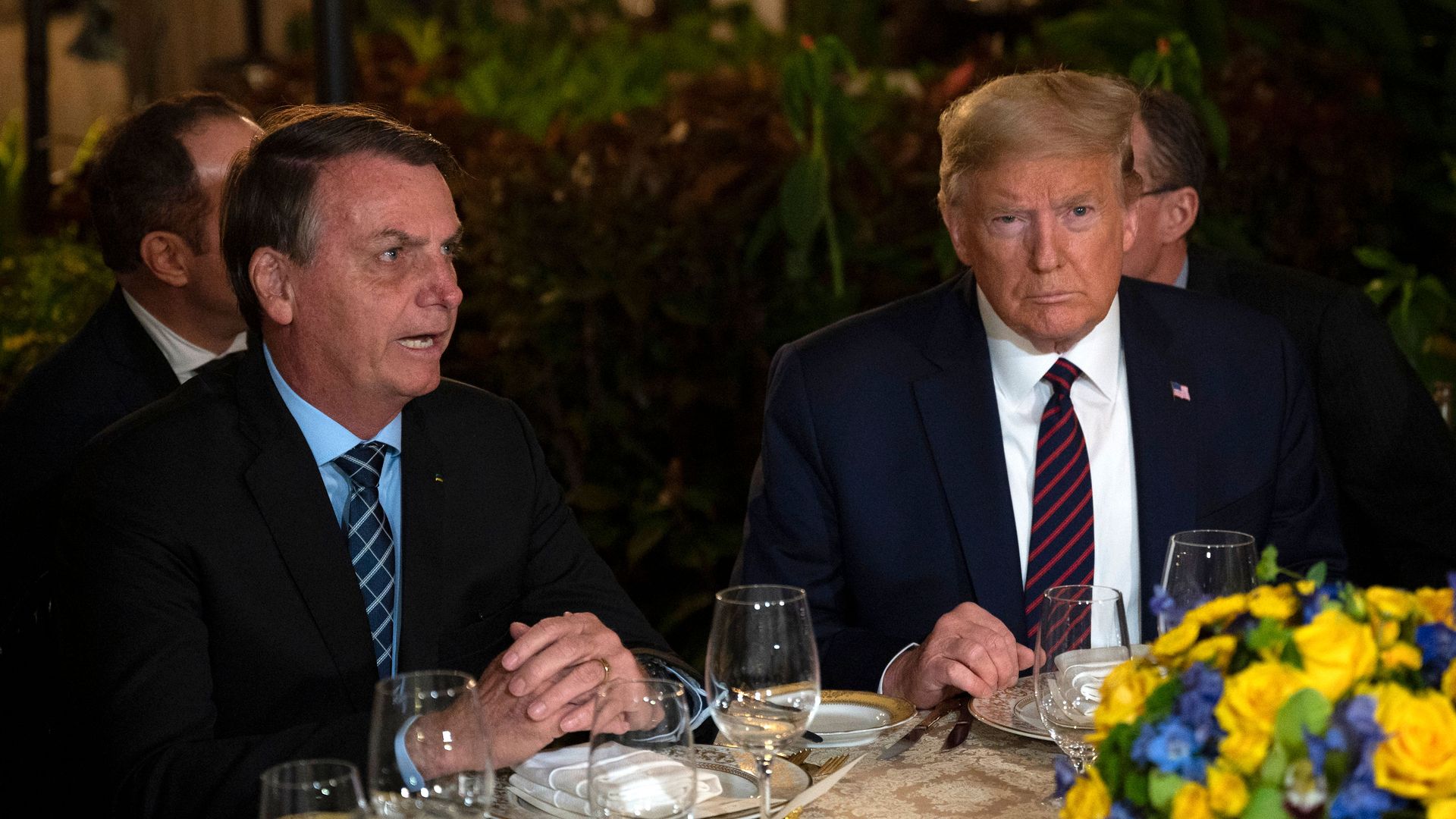 President Bolsonaro and President Trump during a dinner at Mar-a-Lago in March 2020.