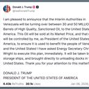 Trump: Venezuela to turn over 30-50 million barrels of oil to U.S.