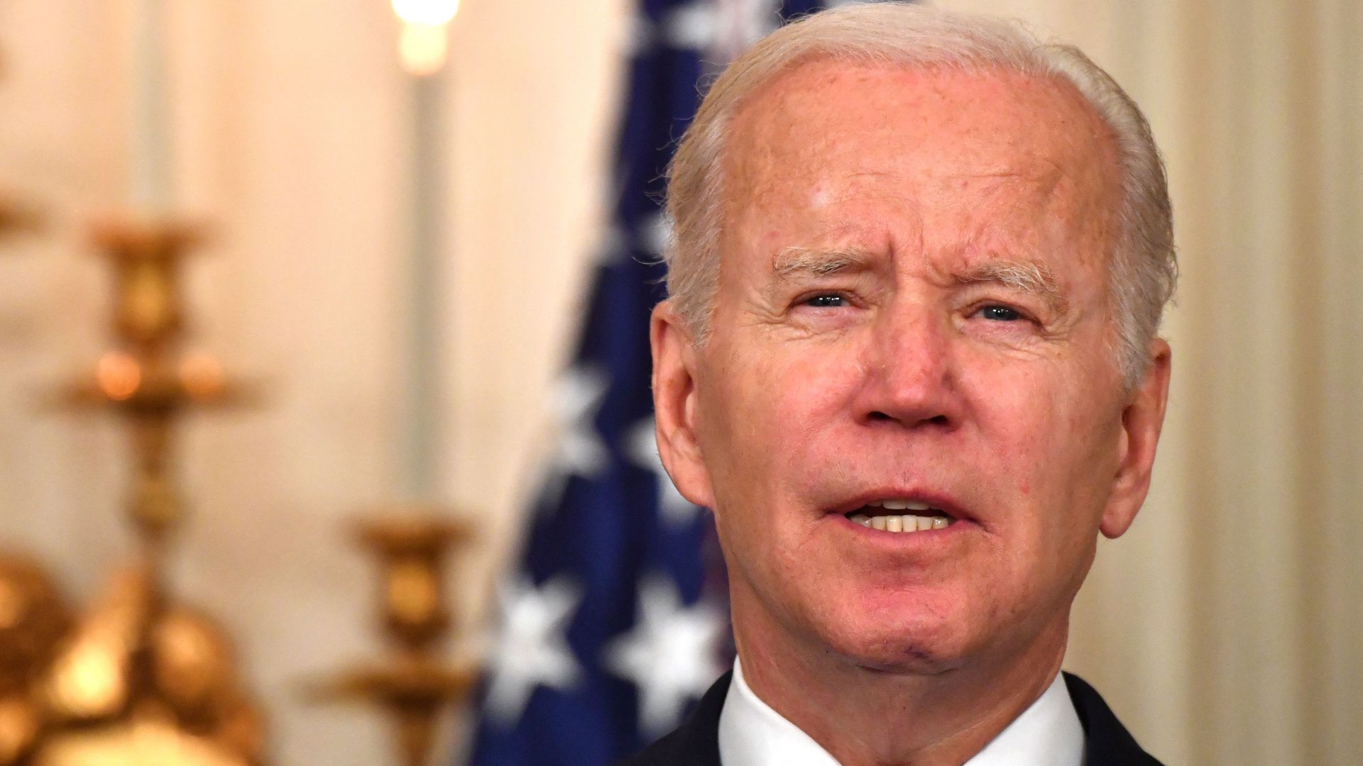 President Joe Biden speaks at the White House.