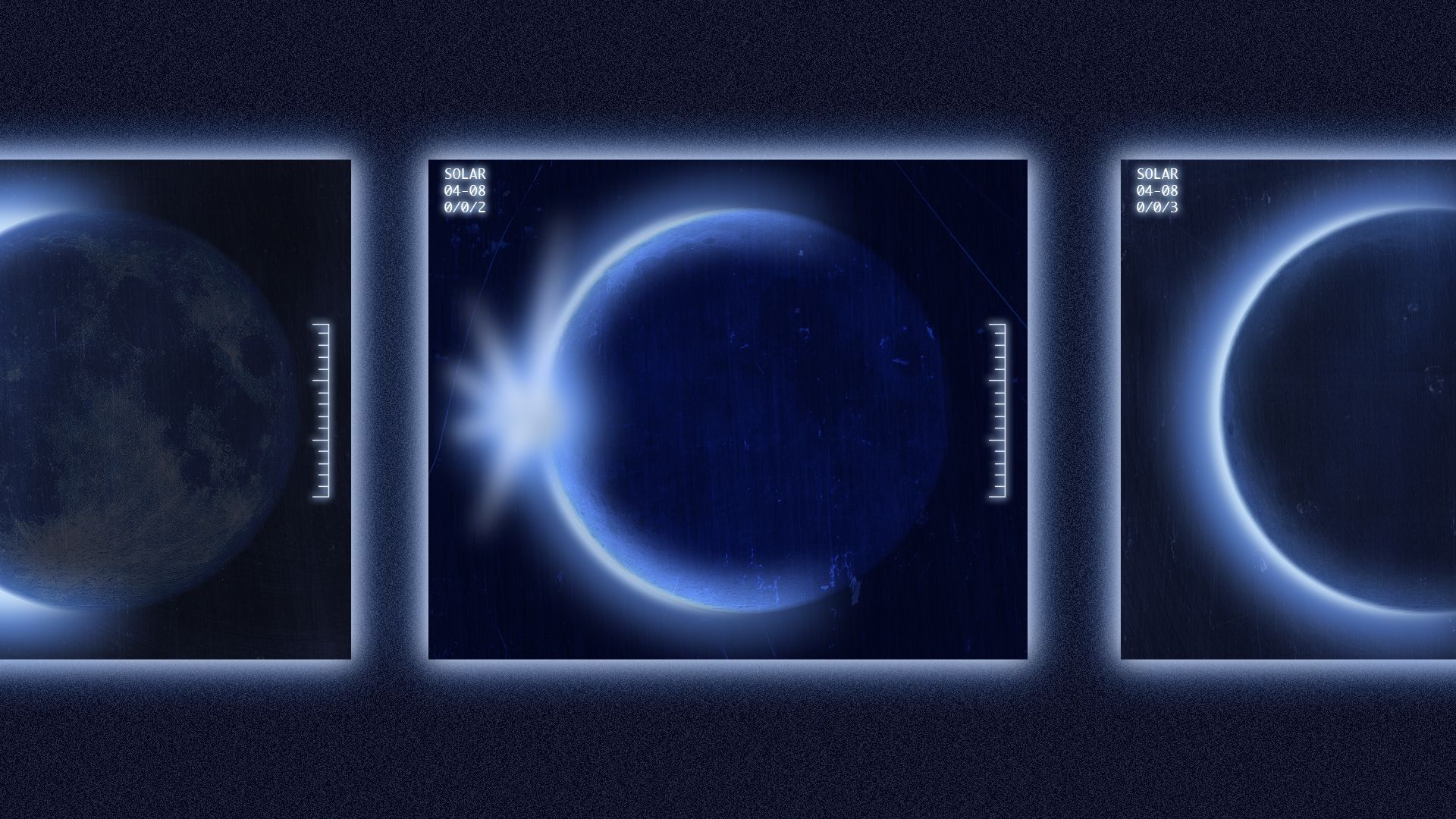 Illustration of x-rays showing stages of a solar eclipse