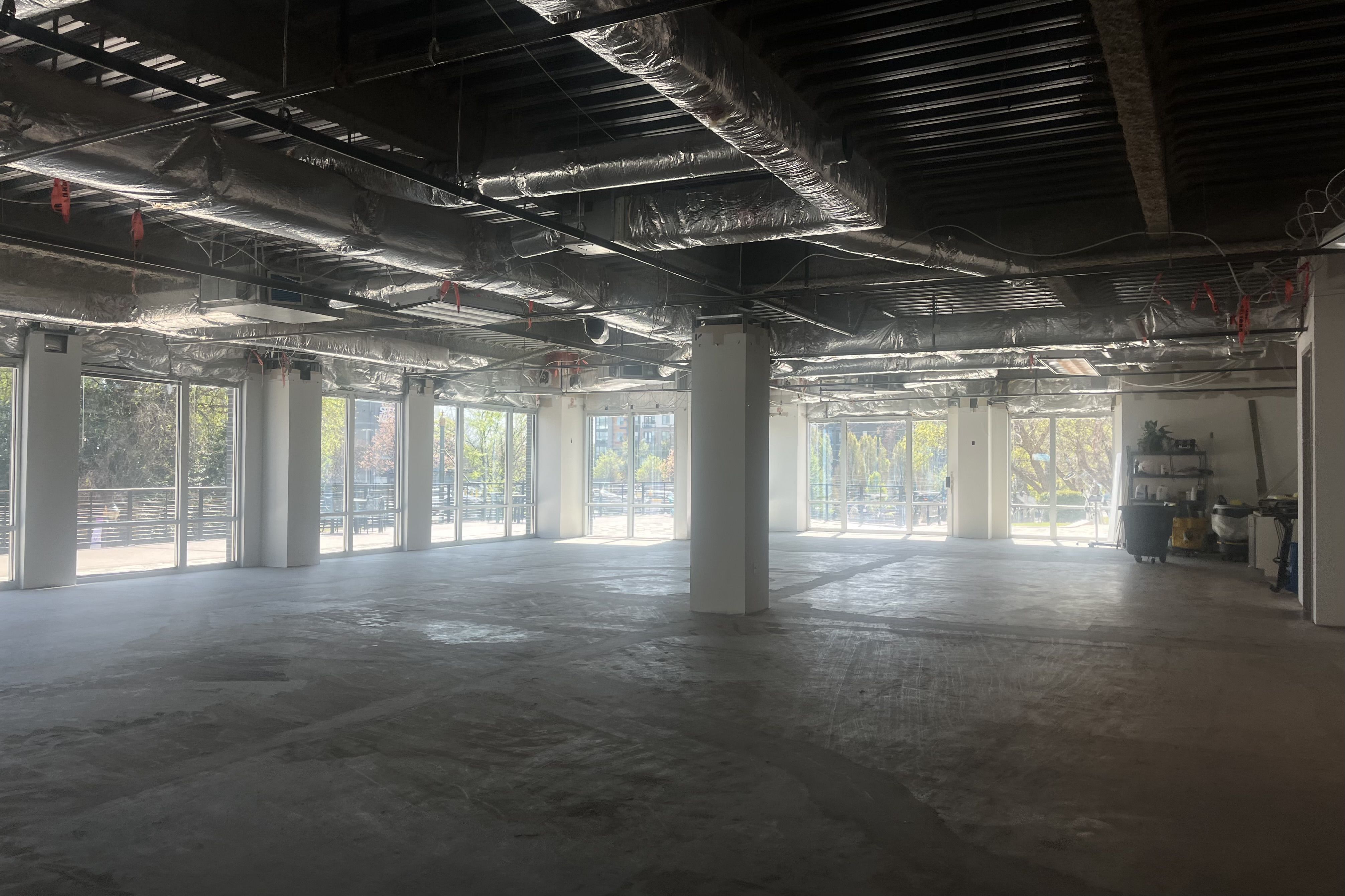 An empty room in a building that hasn't been constructed