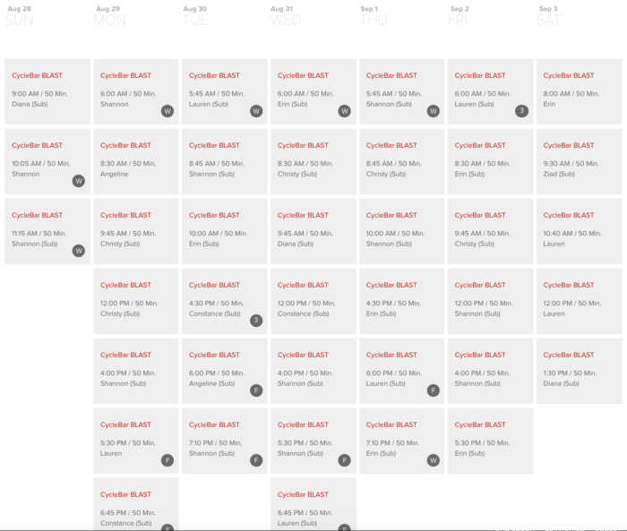 cyclebar schedule