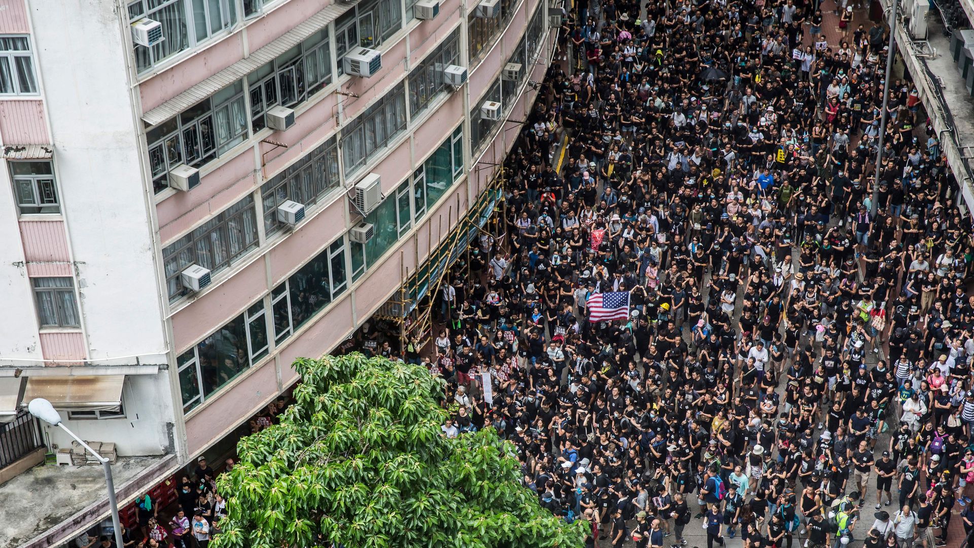 Protesters gather for a rally in Victoria Park in Hong Kong on August 18