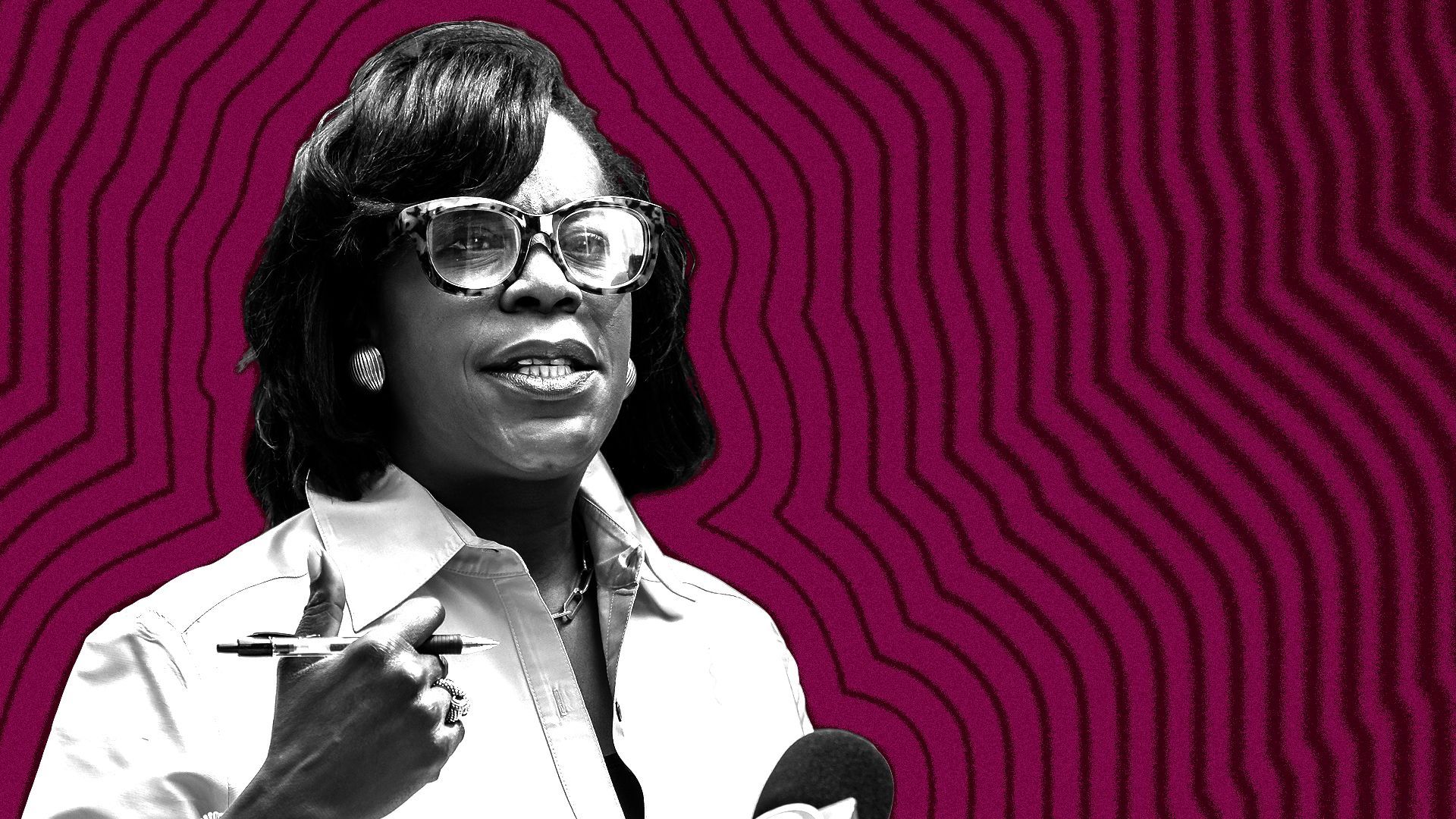 Photo illustration of Cherelle Parker with lines radiating from her.