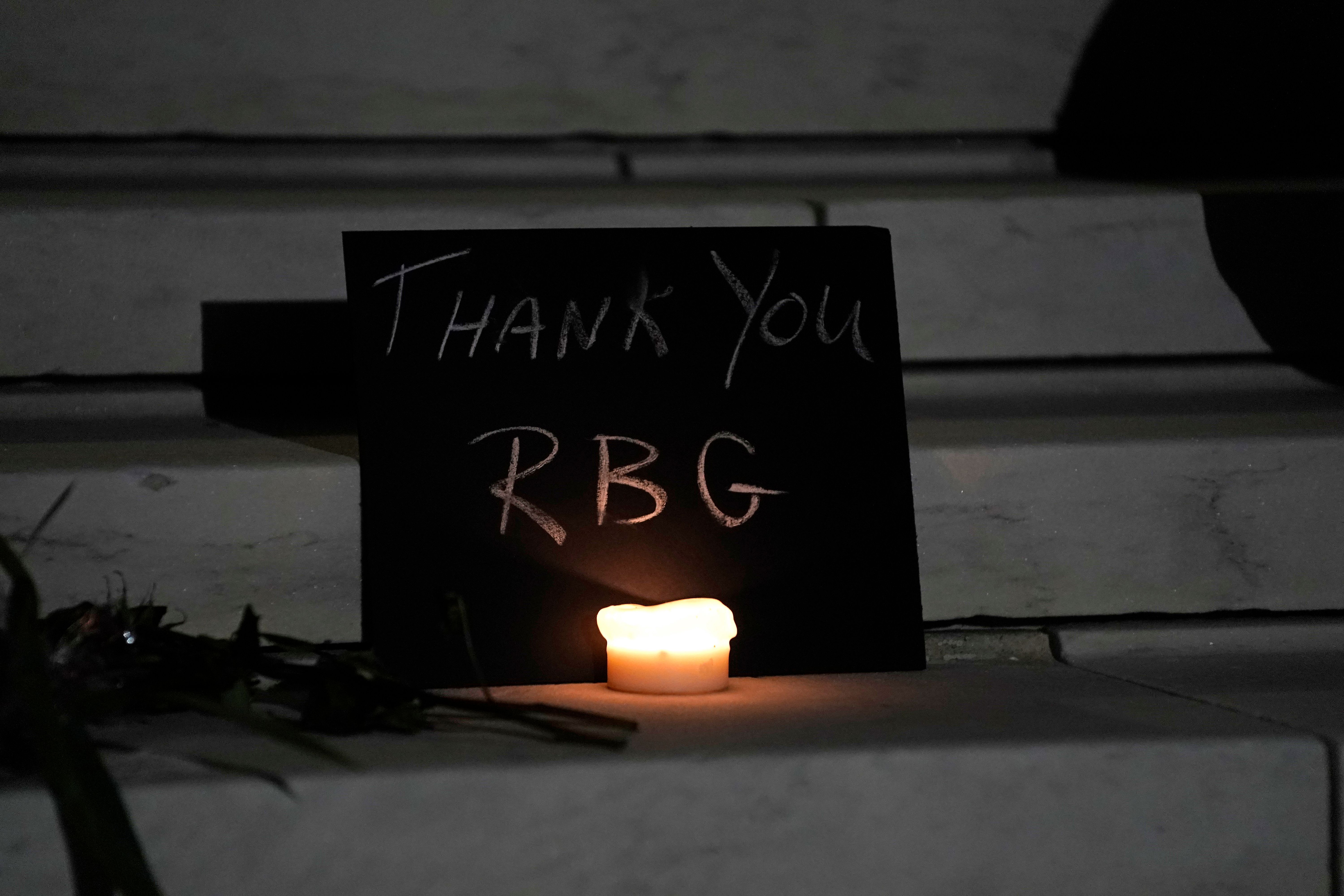a "thank you rbg" sign
