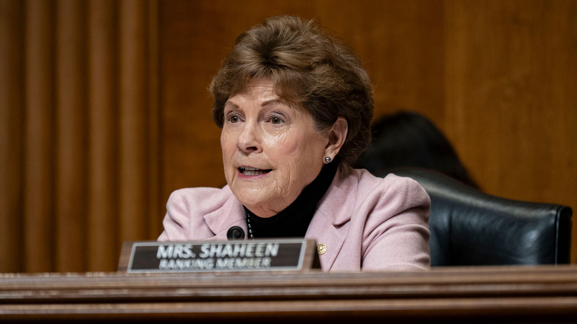 Senator Jeanne Shaheen, a Democrat from New Hampshire and ranking member of the Senate Foreign Relations Committee, speaks during a confirmation hearing in Washington, DC, US, on Thursday, March 13, 2025.