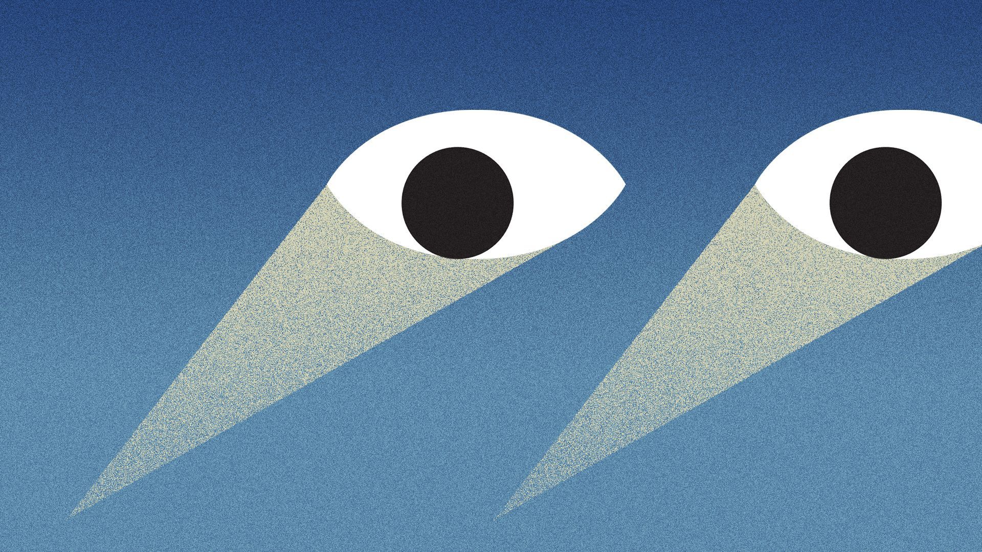 Illustration of pointed focus lines coming out of a stylized pair of eyes. 