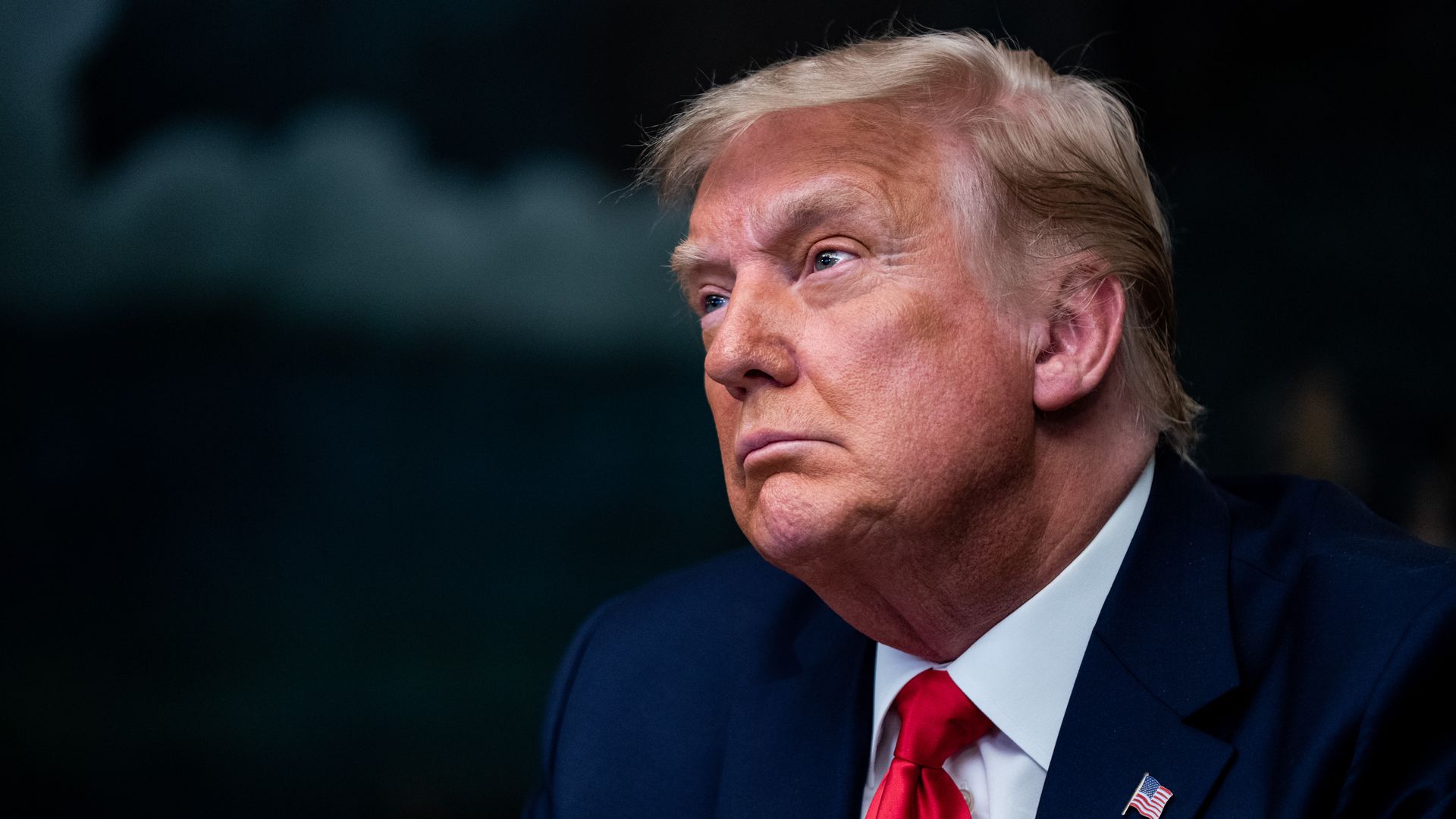 President Donald Trump speaks in the Diplomatic Room of the White House on Thanksgiving 