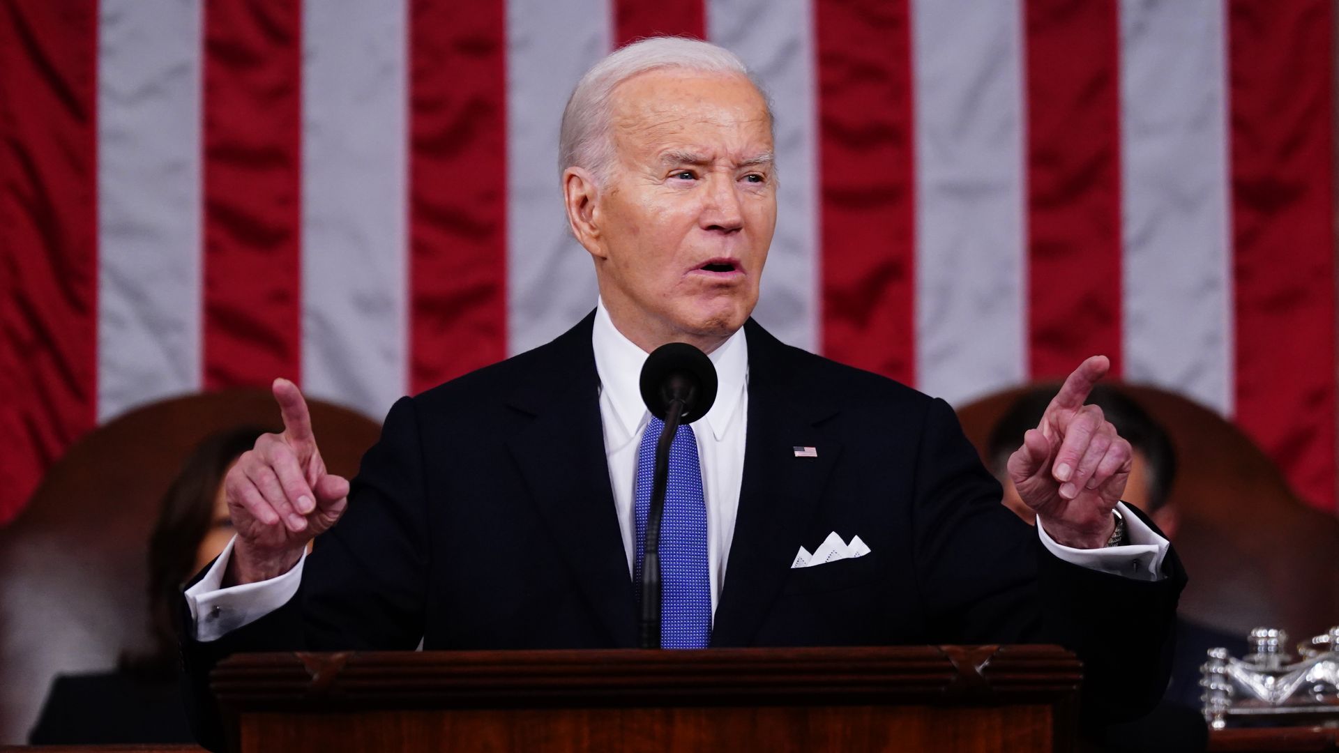 Biden delivers the annual State of the Union address before a joint session of Congress in the House chamber at the Capital building on March 7, 2024 in Washington, DC.