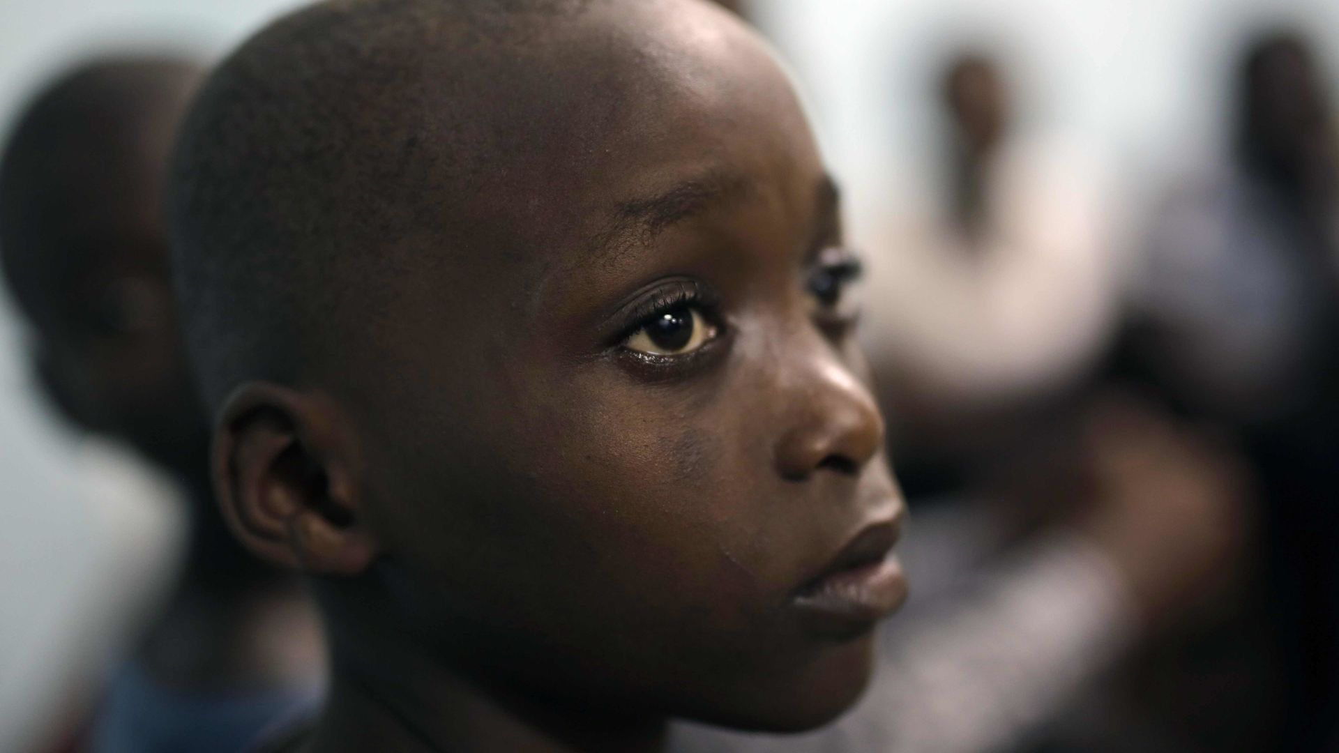 Congo boy looks to his right