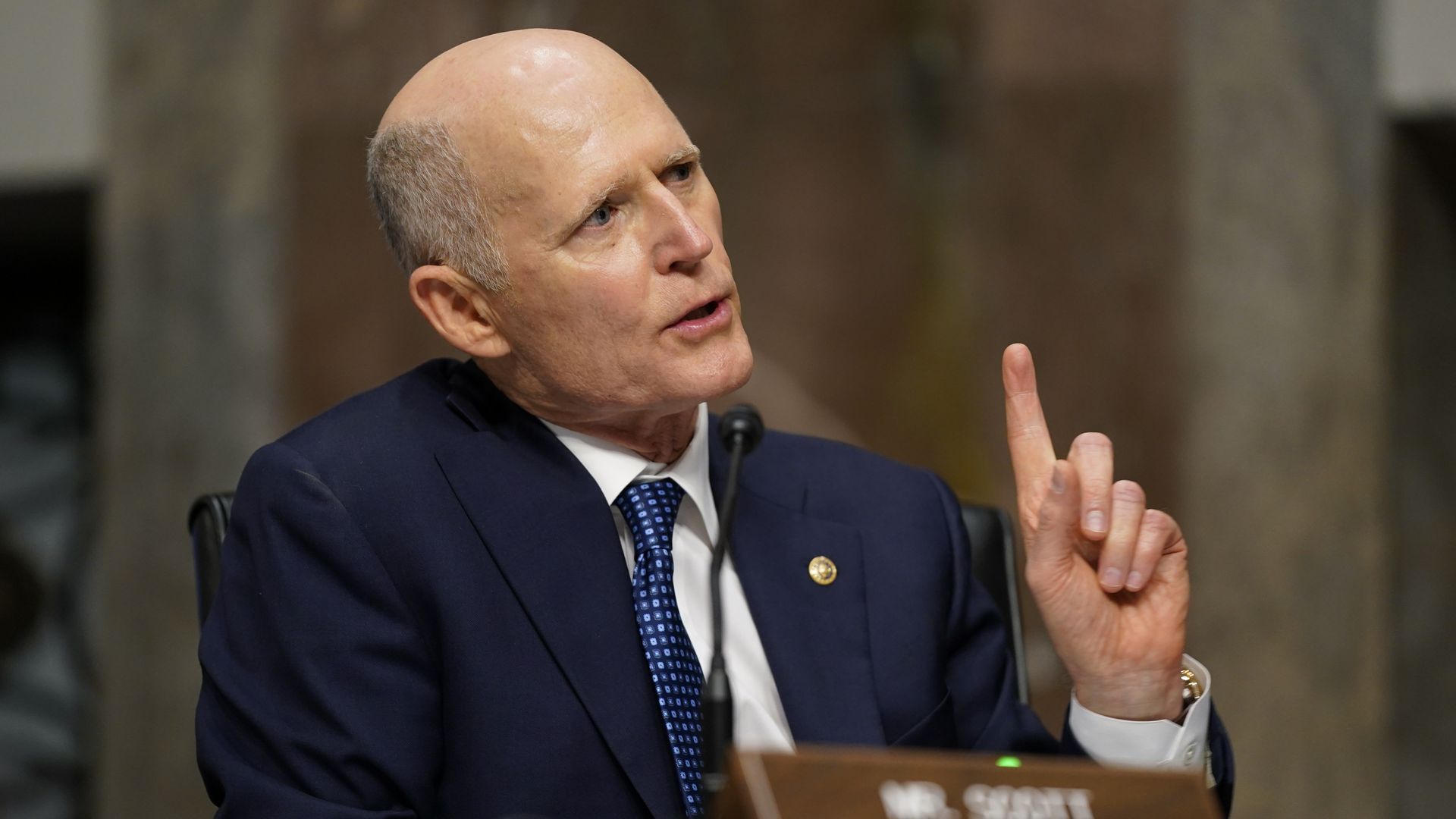 Sen. Rick Scott (R-Fla.) speaking during a committee hearing on Sept. 28.
