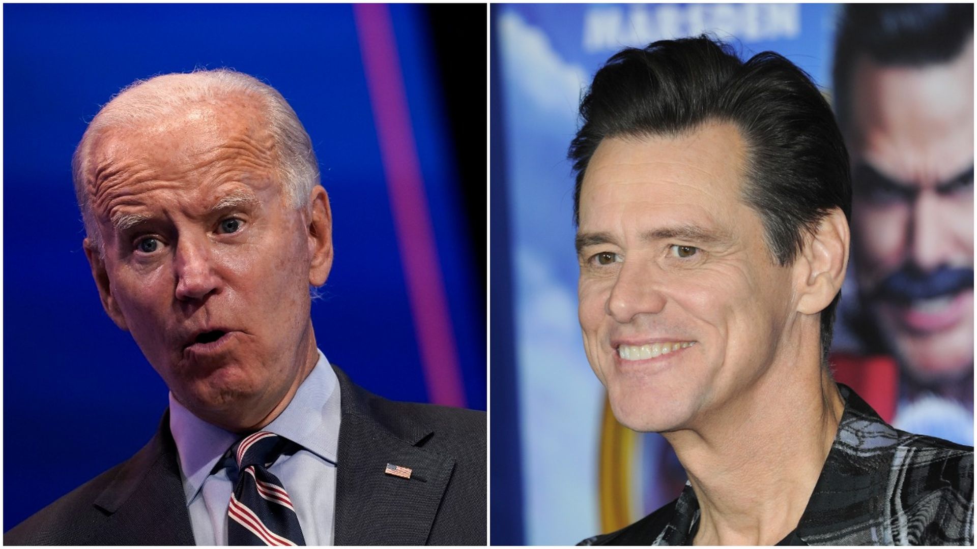 Combination images of Joe Biden and Jim Carrey