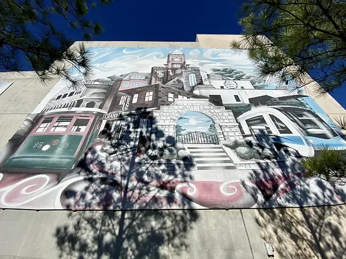 Jackson's original "Westend Perpetual Legacy" sits on Mosaic Village at 1635 West Trade St. Photo: Ashley Mahoney/Axios 