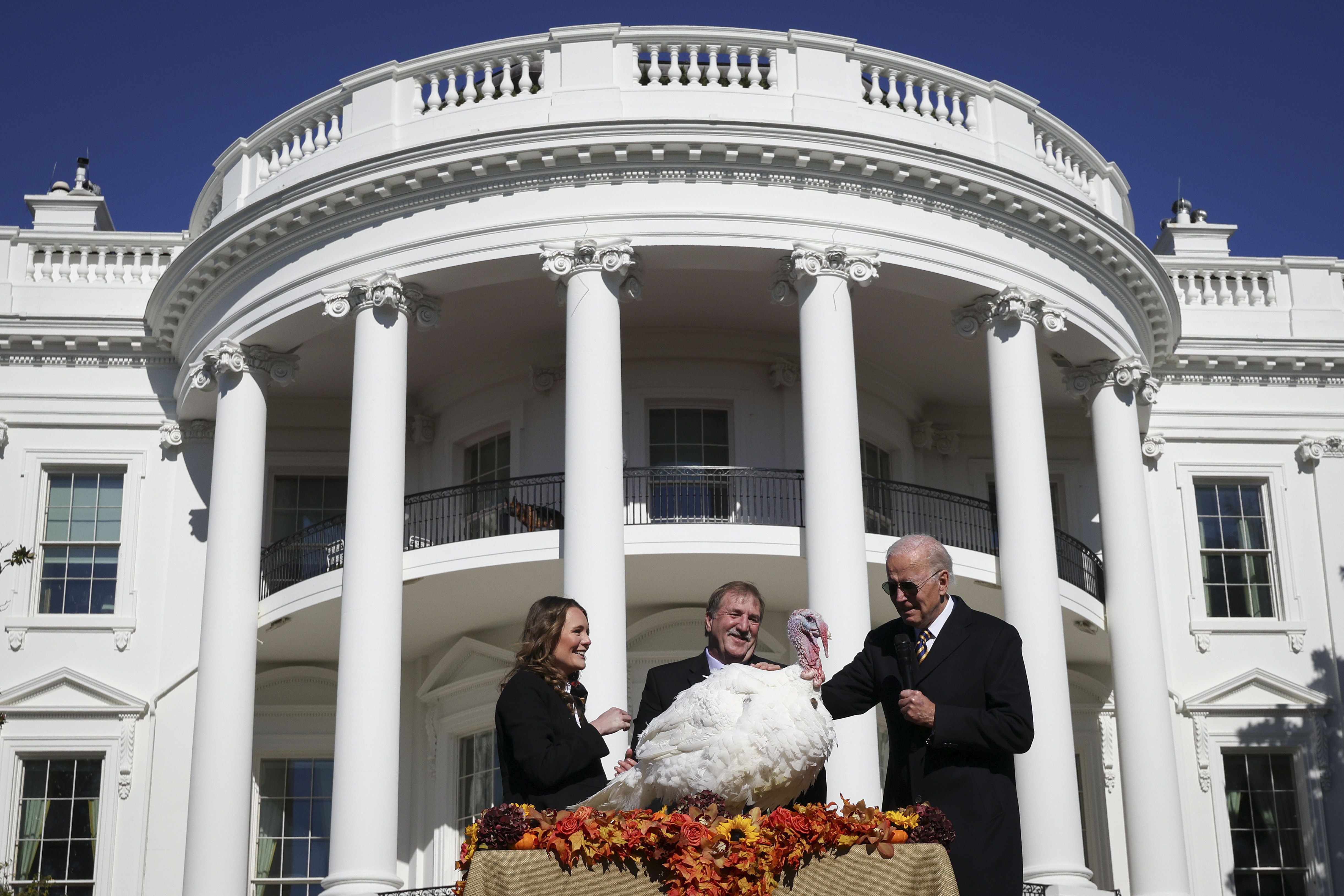 Biden pardoning a turkey