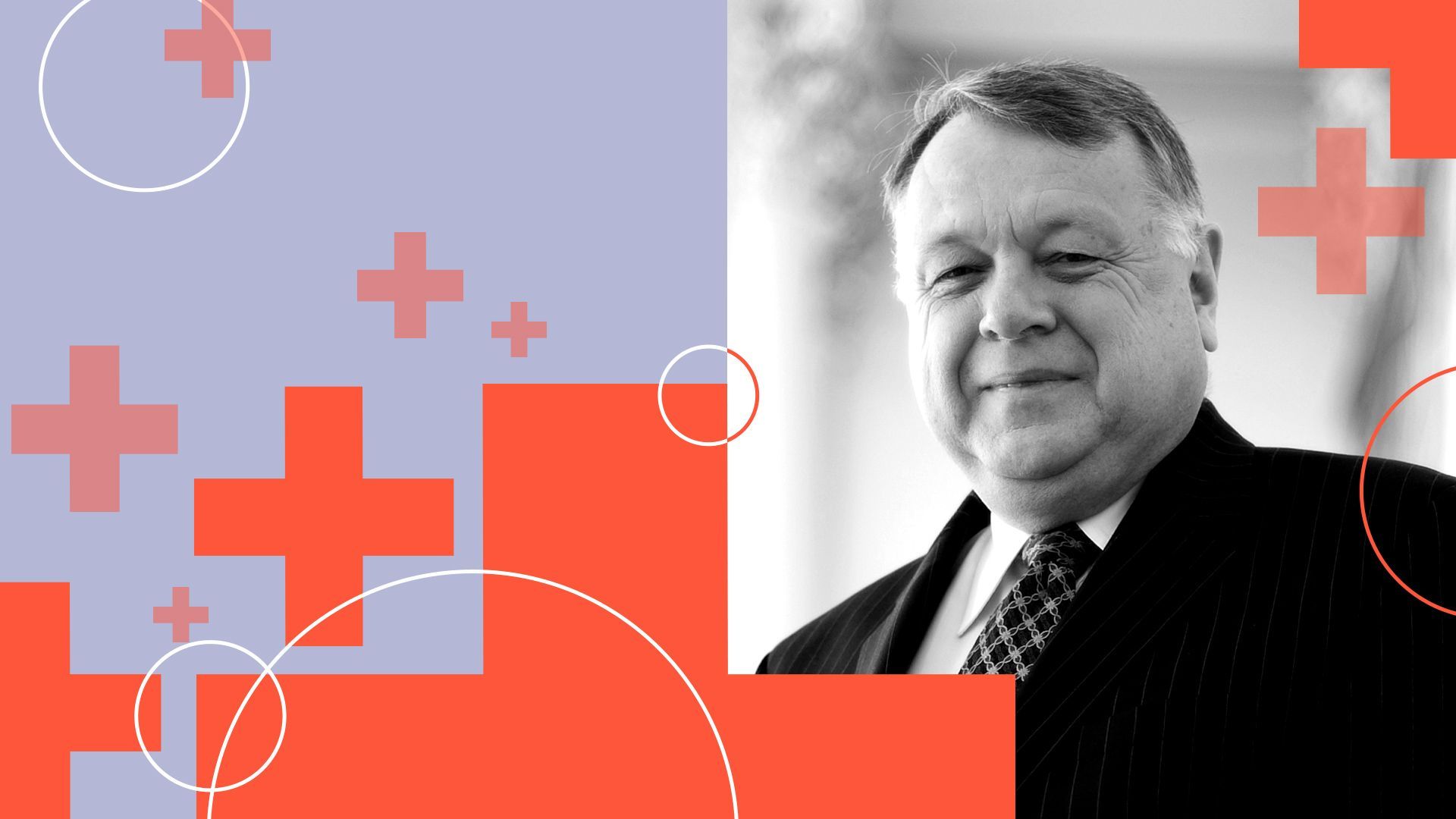 Photo illustration of Wendell Primus surrounded by abstract circles and health symbols.