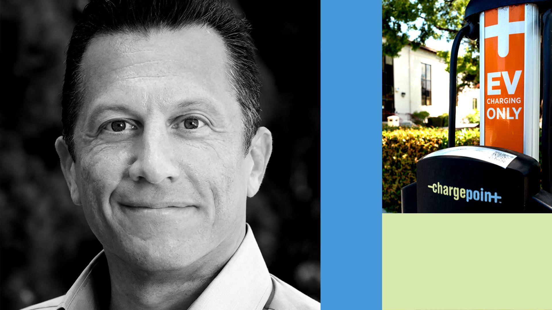 Illustration with photo of Charging Point CEO Pasquale Romano