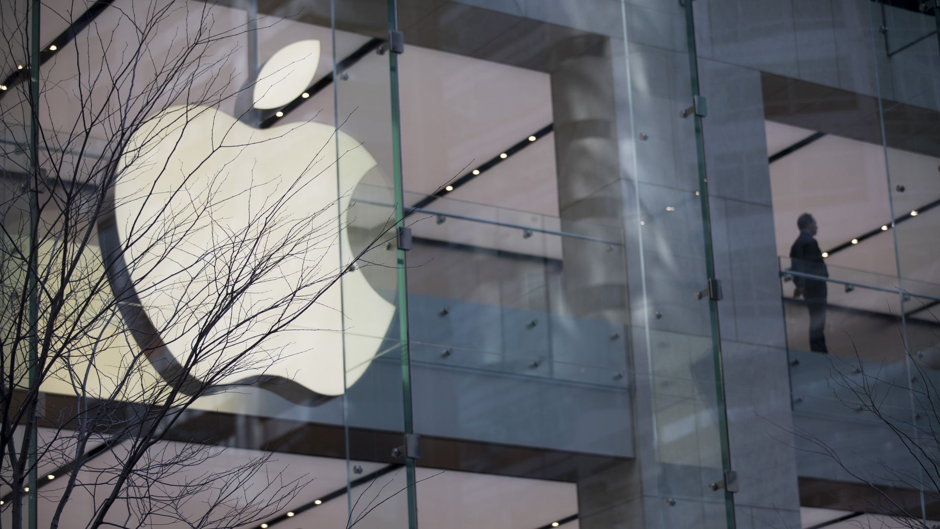 image of Apple logo in an Apple store