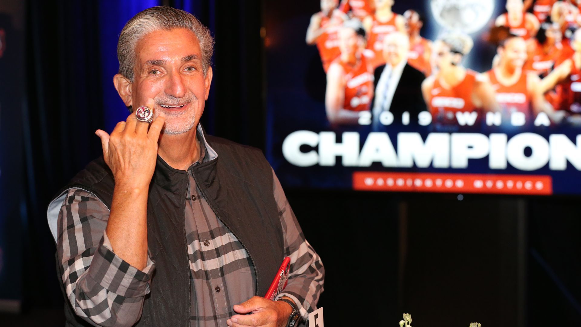 Ted Leonsis with his 2019 WNBA championship ring. 