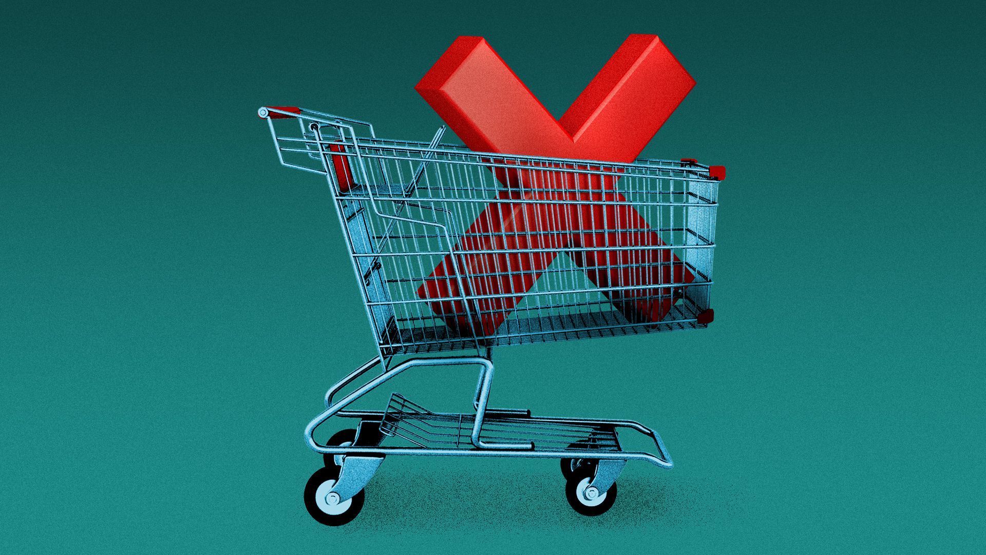 Illustration of a shopping cart with an "X".