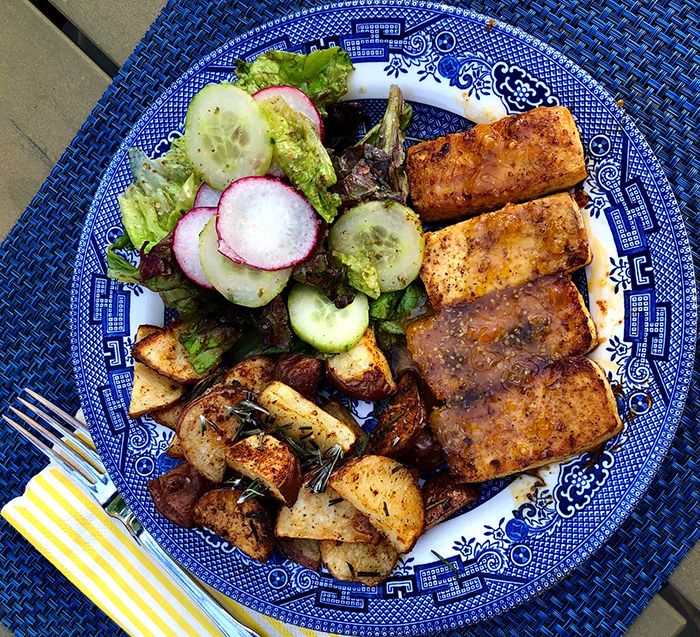 vegan apricot glazed tofu