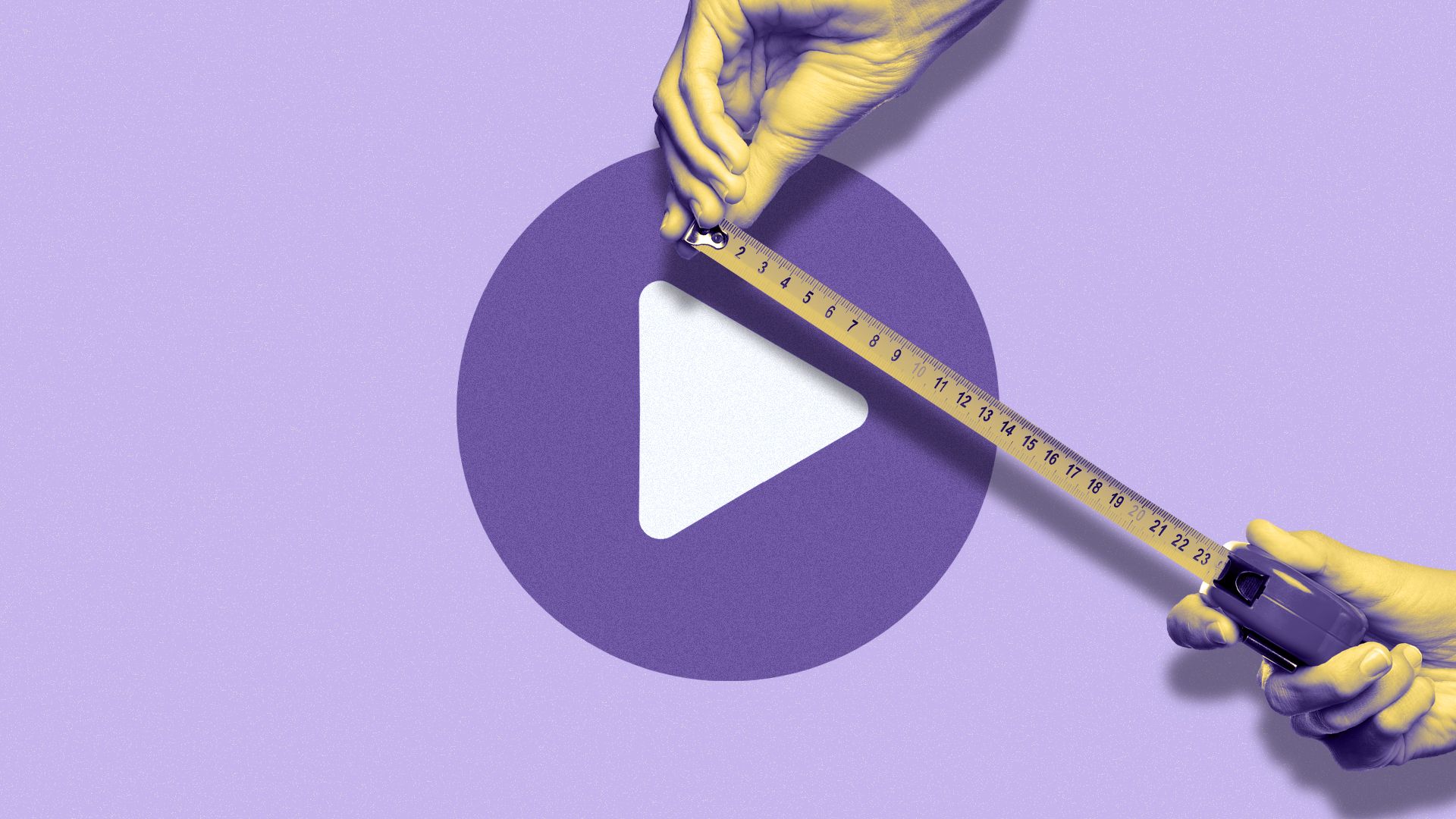 Illustration of a hand measuring a play button