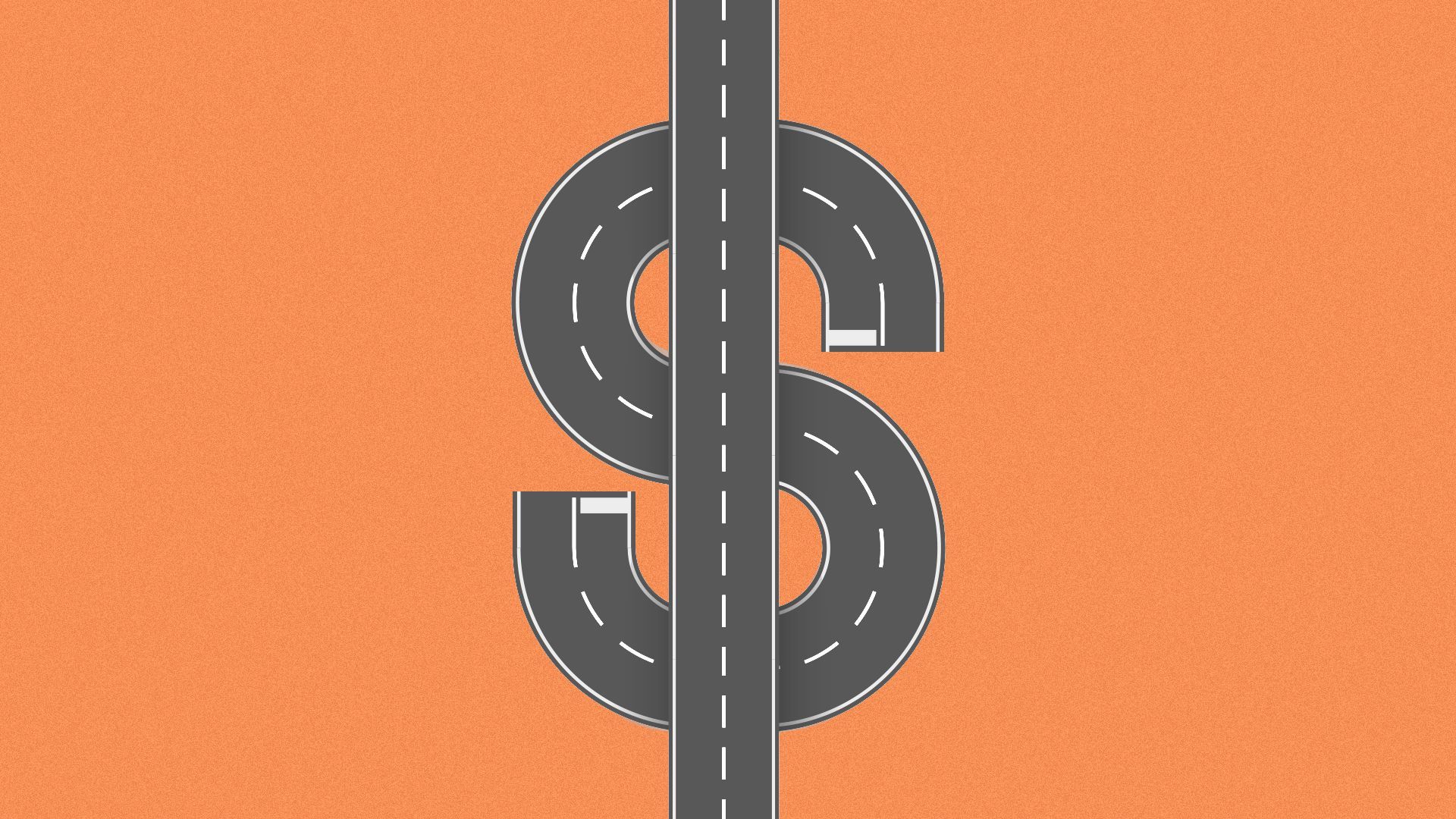 Illustration of a road in the shape of a dollar sign.