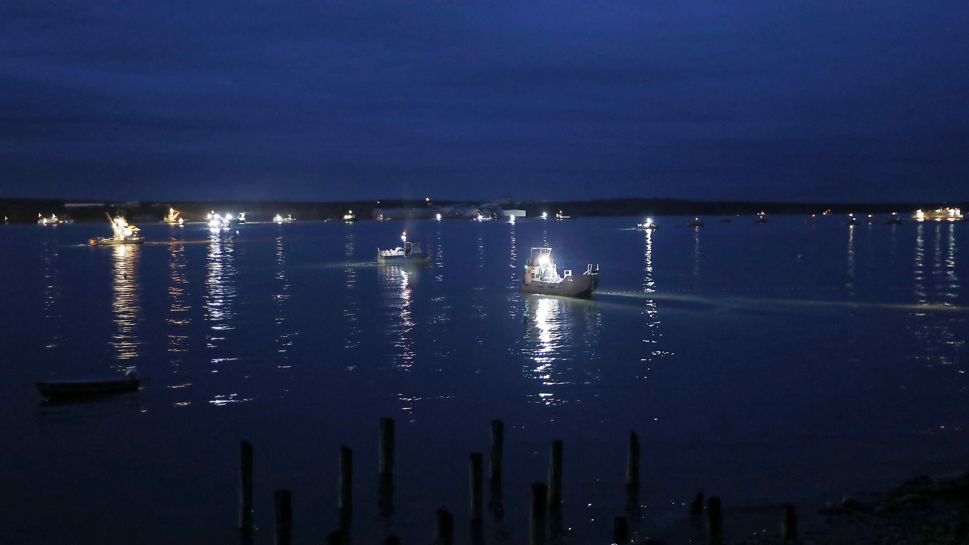 Boats on the Naknek River, which flows into Bristol Bay, in Alaska in July 2019.
