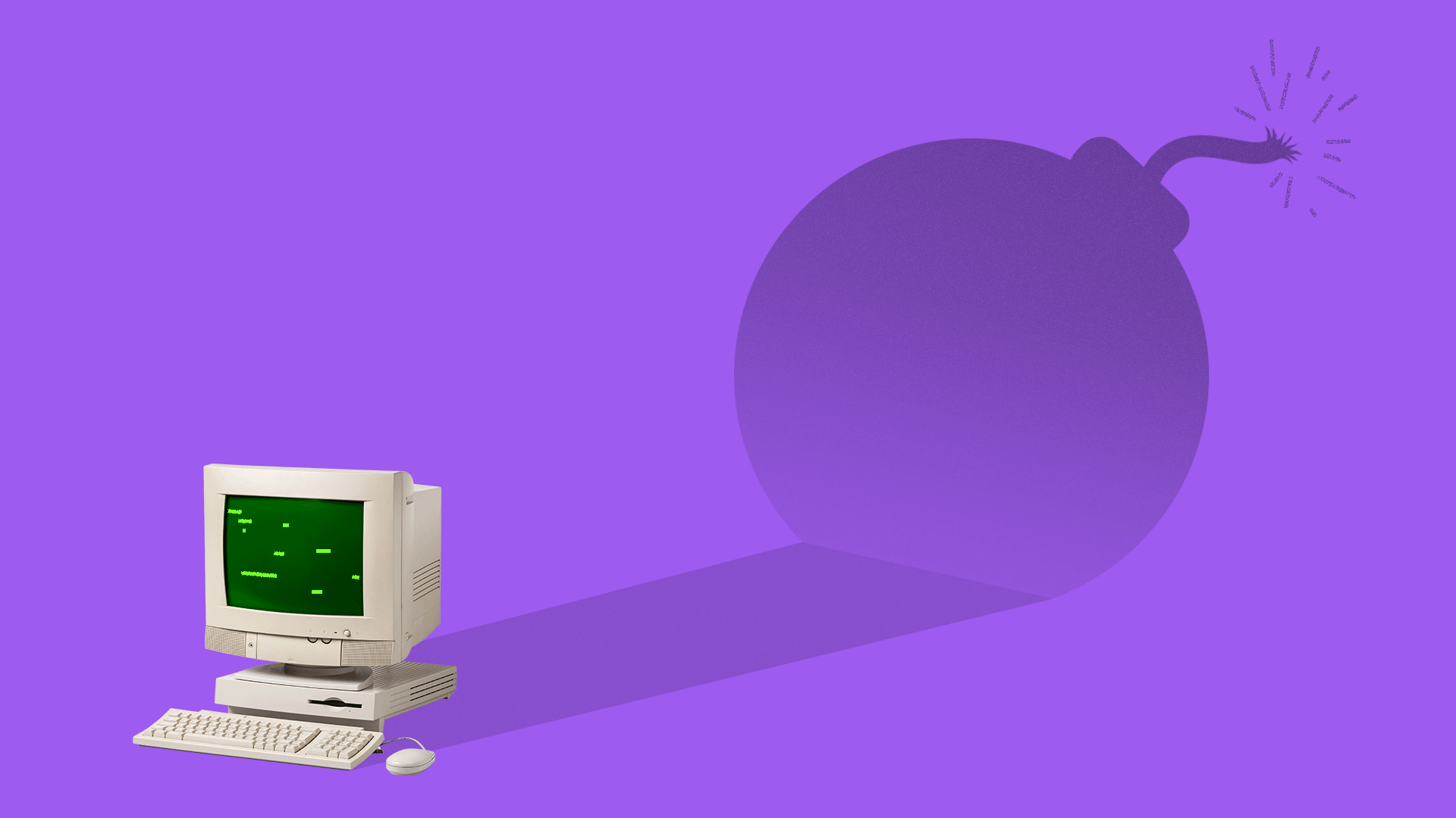 Animated GIF of a computer casting a shadow of a bomb