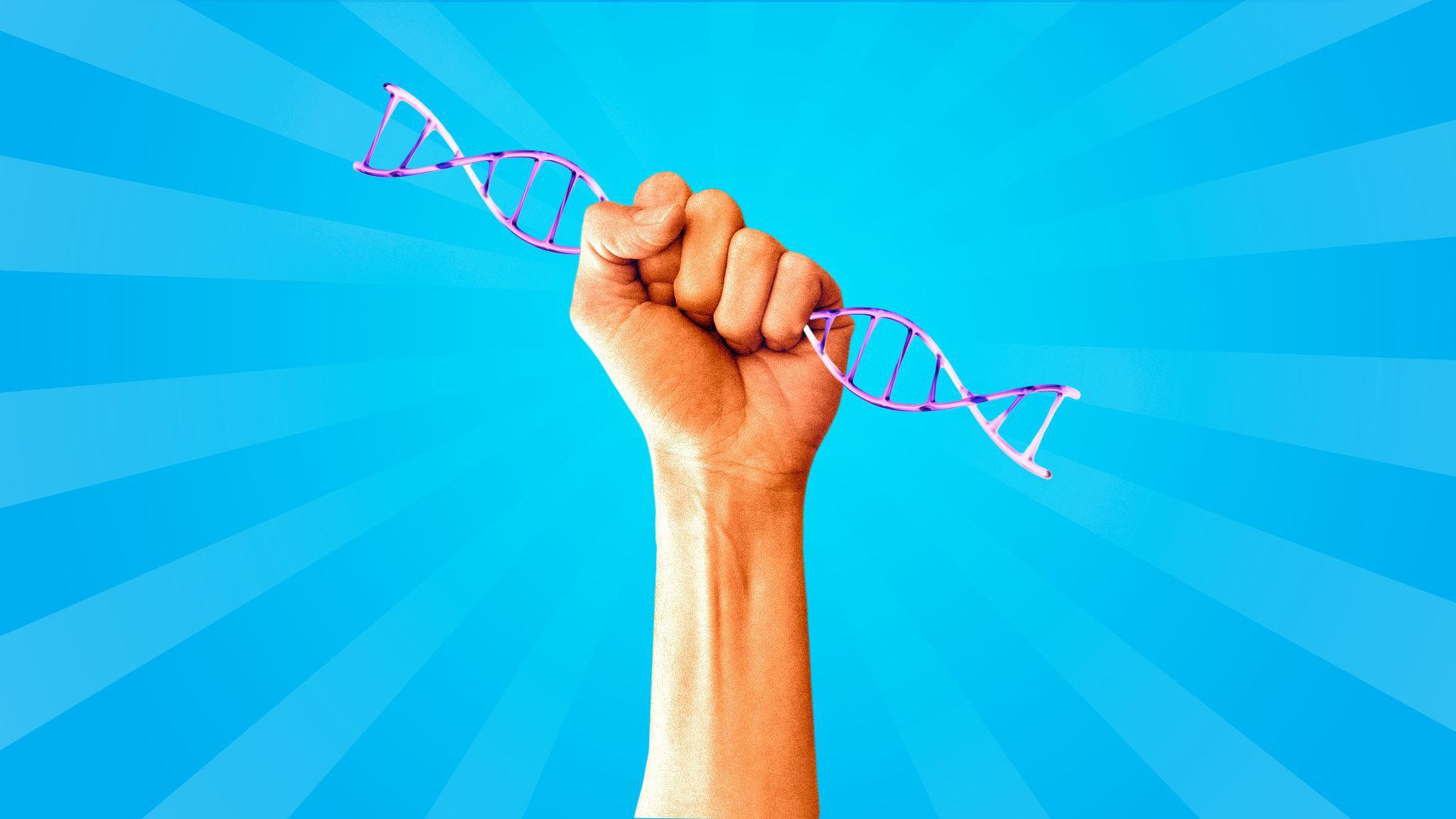 hand in a fist holding DNA helix