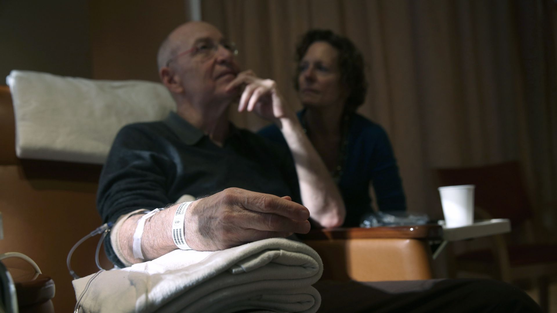 A patient undergoes cancer treatment in a hospital.