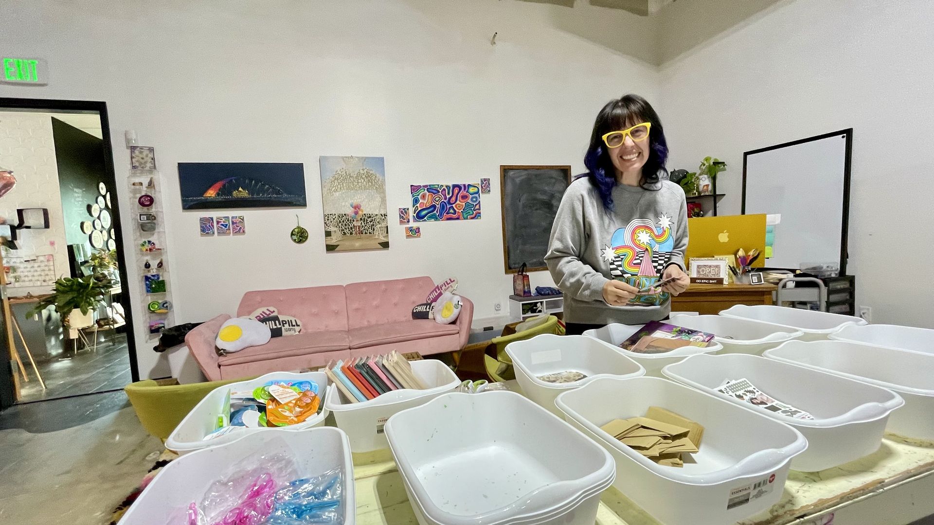 Britney brown with a bunch of crafts