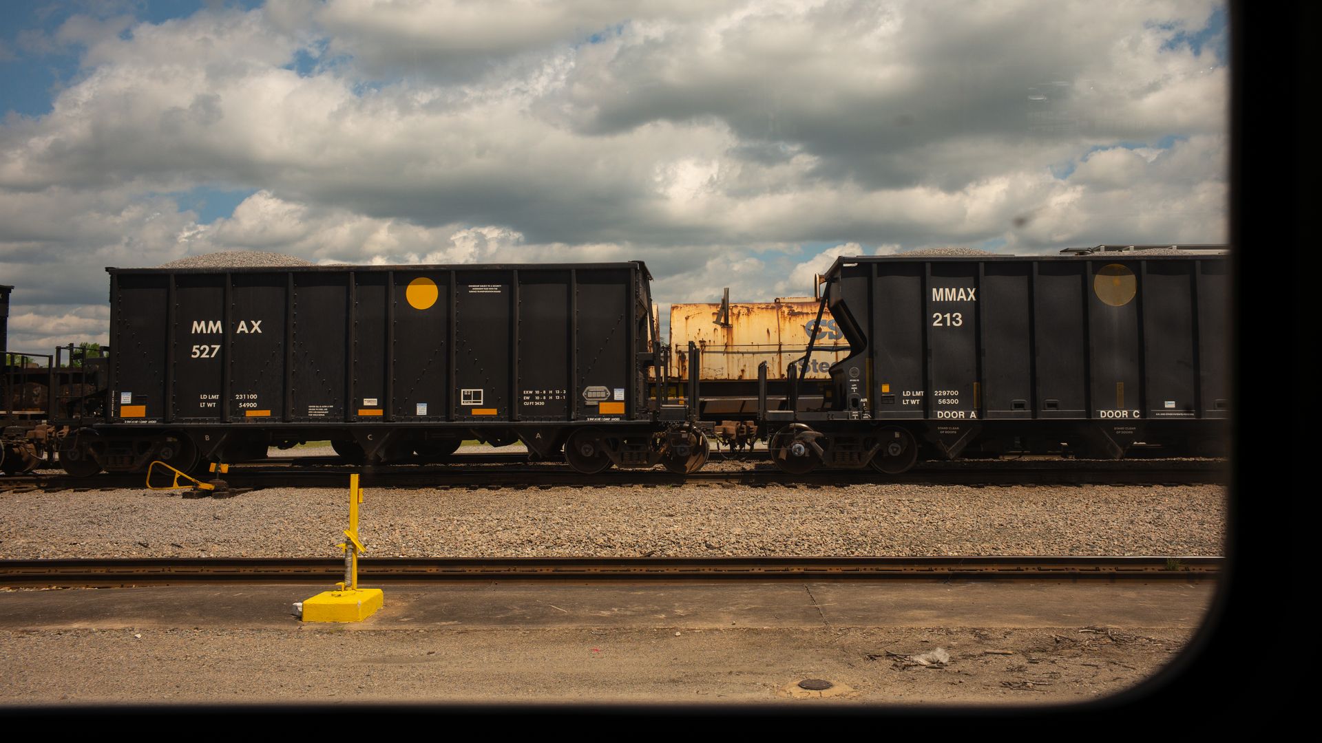 two freight trains parked in Florence, North Carolina
