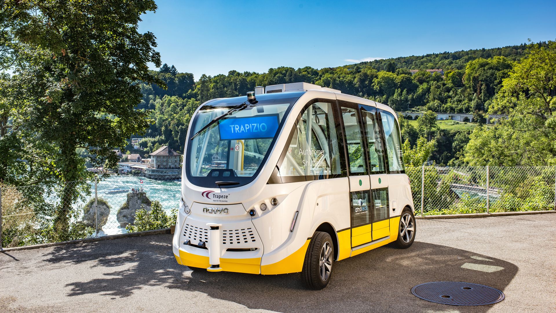 autonomous bus on road in Switzerland