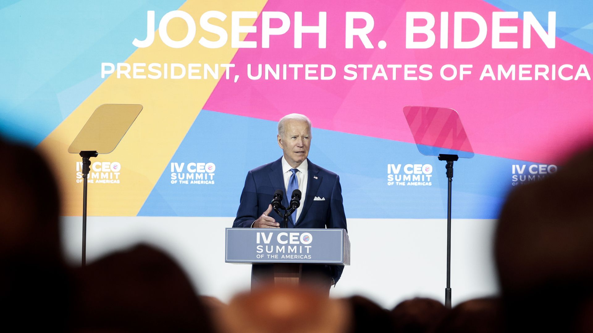  Biden speaks at a session of the CEO Summit of the Americas