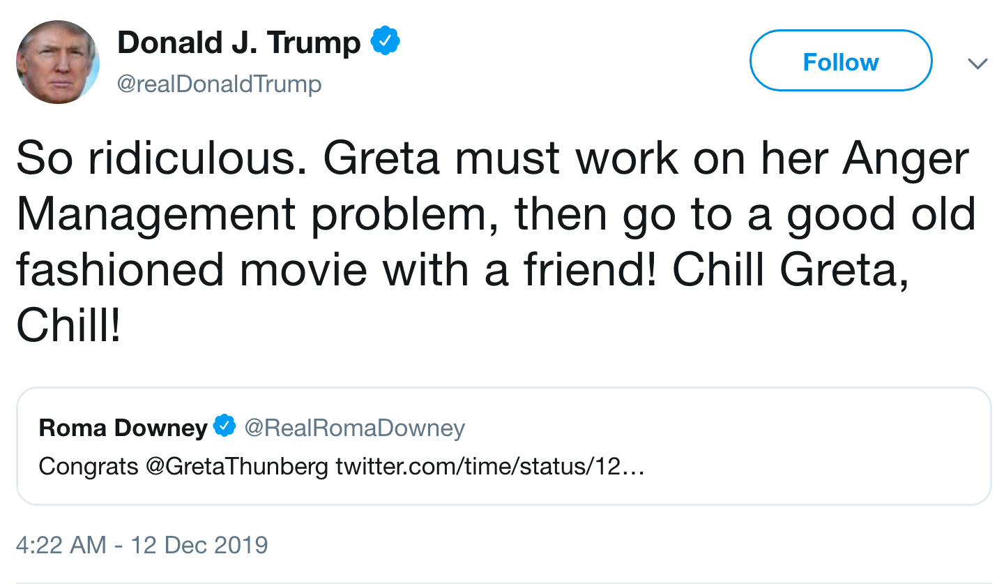 Trump calls Time's decision to name Greta Thunberg as Person of the Year "so ridiculous" - Axios