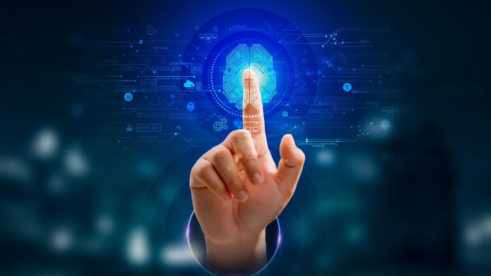 A finger touching a screen