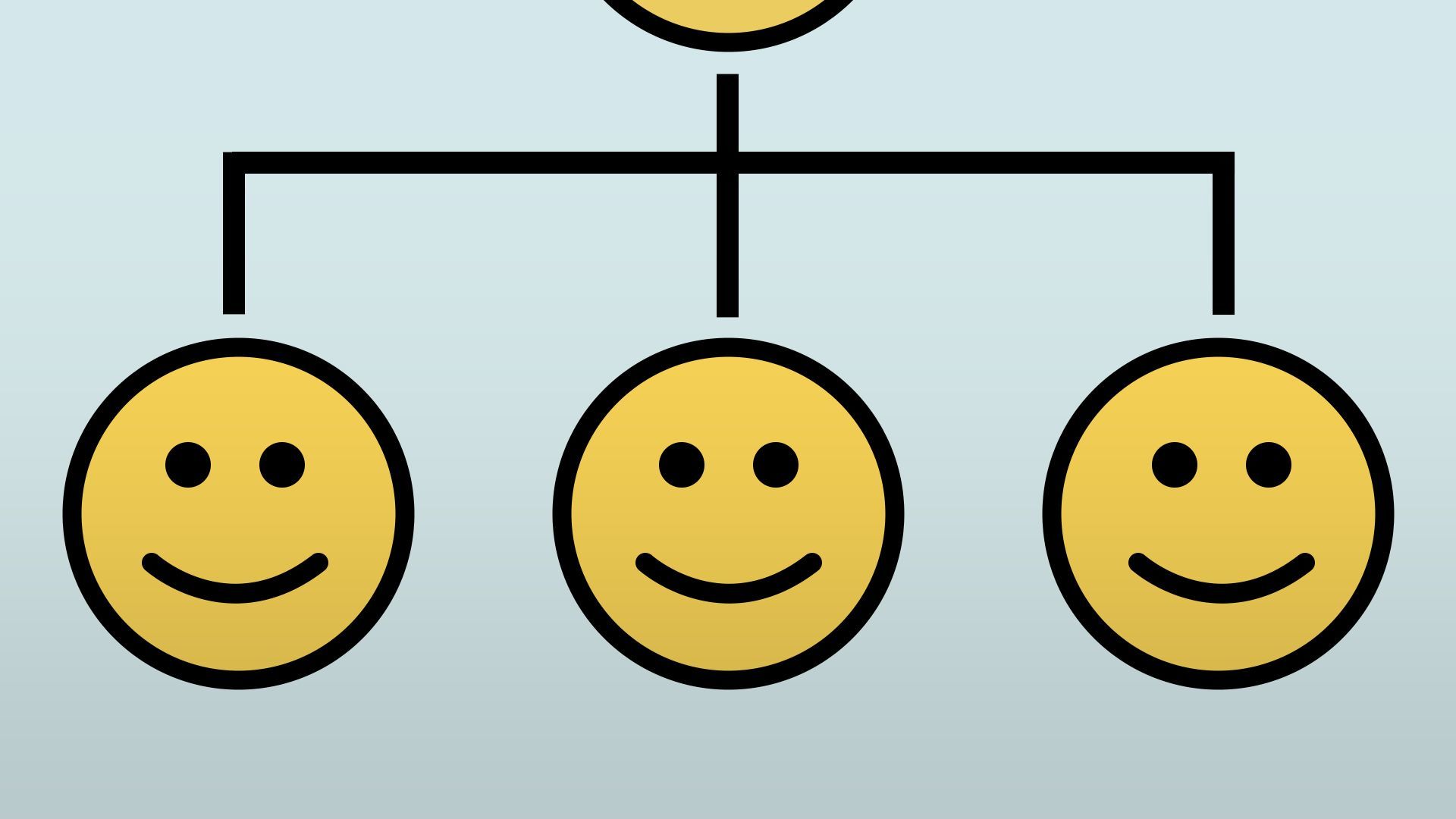 Illustration of a family tree with three smiley faces.