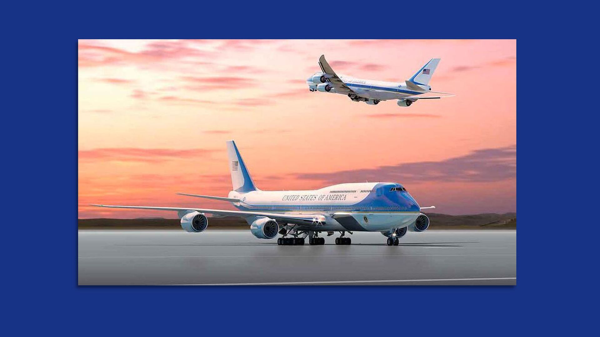 Photo illustration of what the new Air Force One 747s will look like