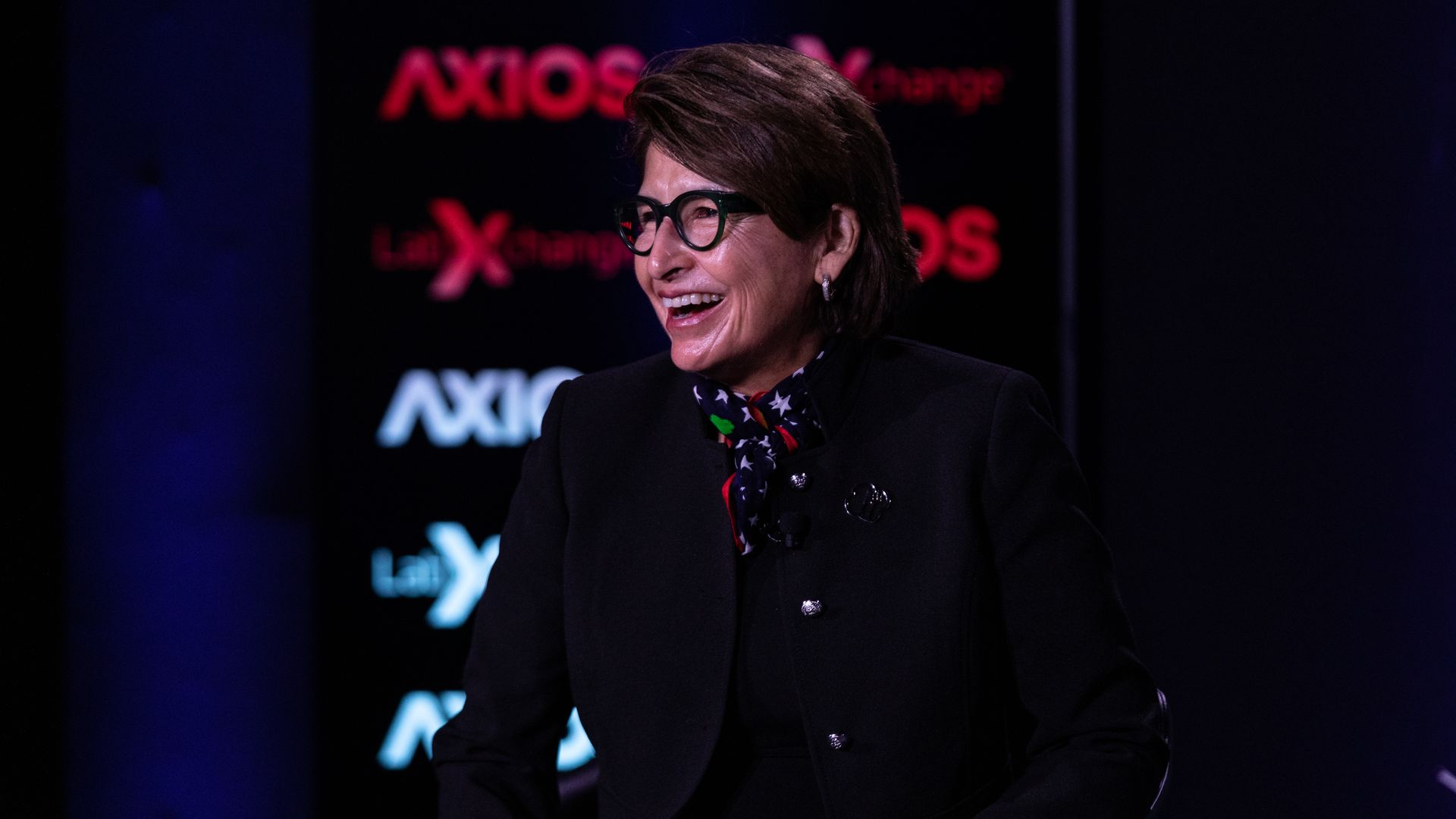 Close up of Sylvia Acevedo on the Axios stage. 