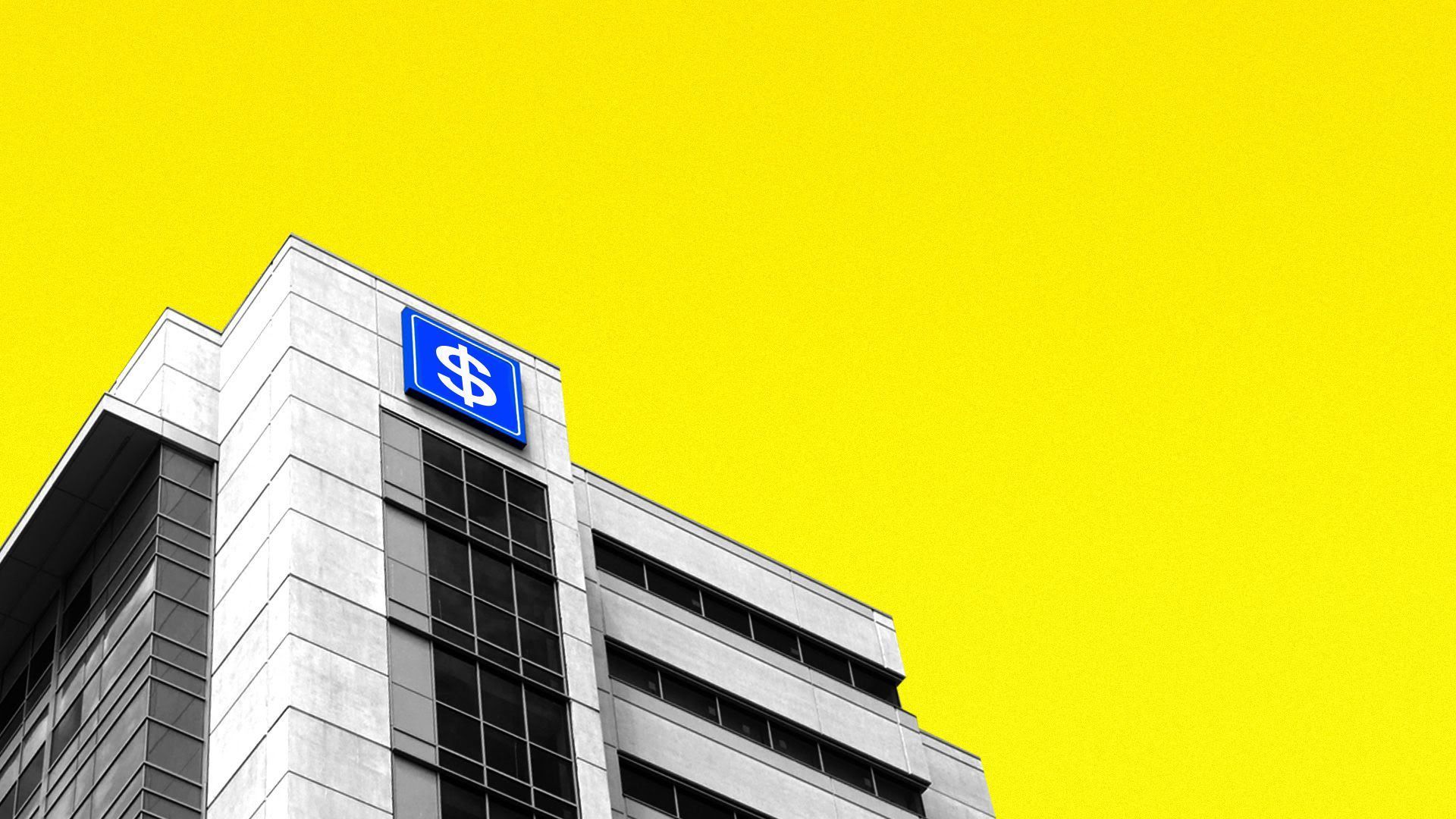 Illustration of a hospital with a dollar sign