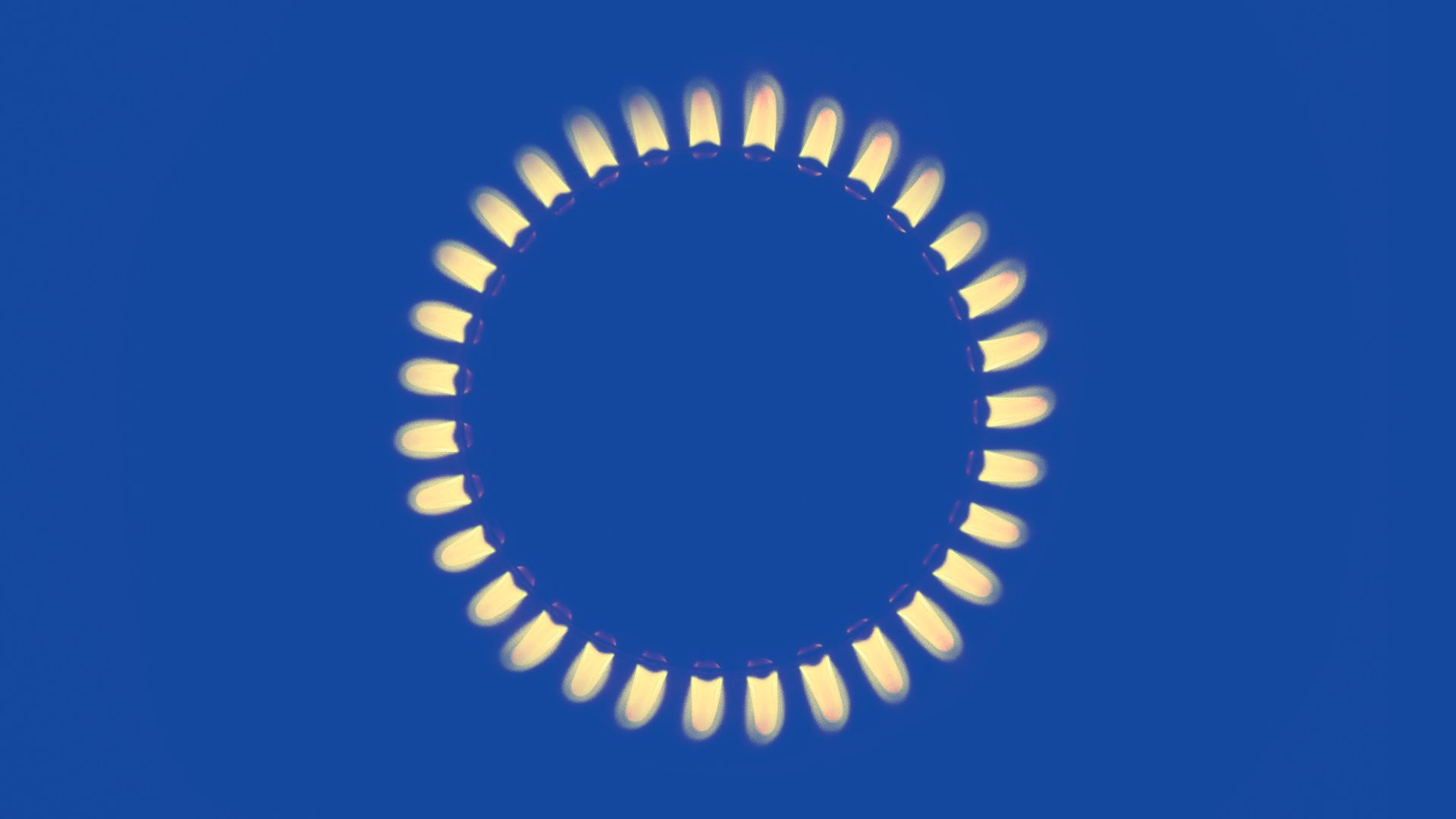 Illustration of a circular gas burner as the stars on the EU flag. 