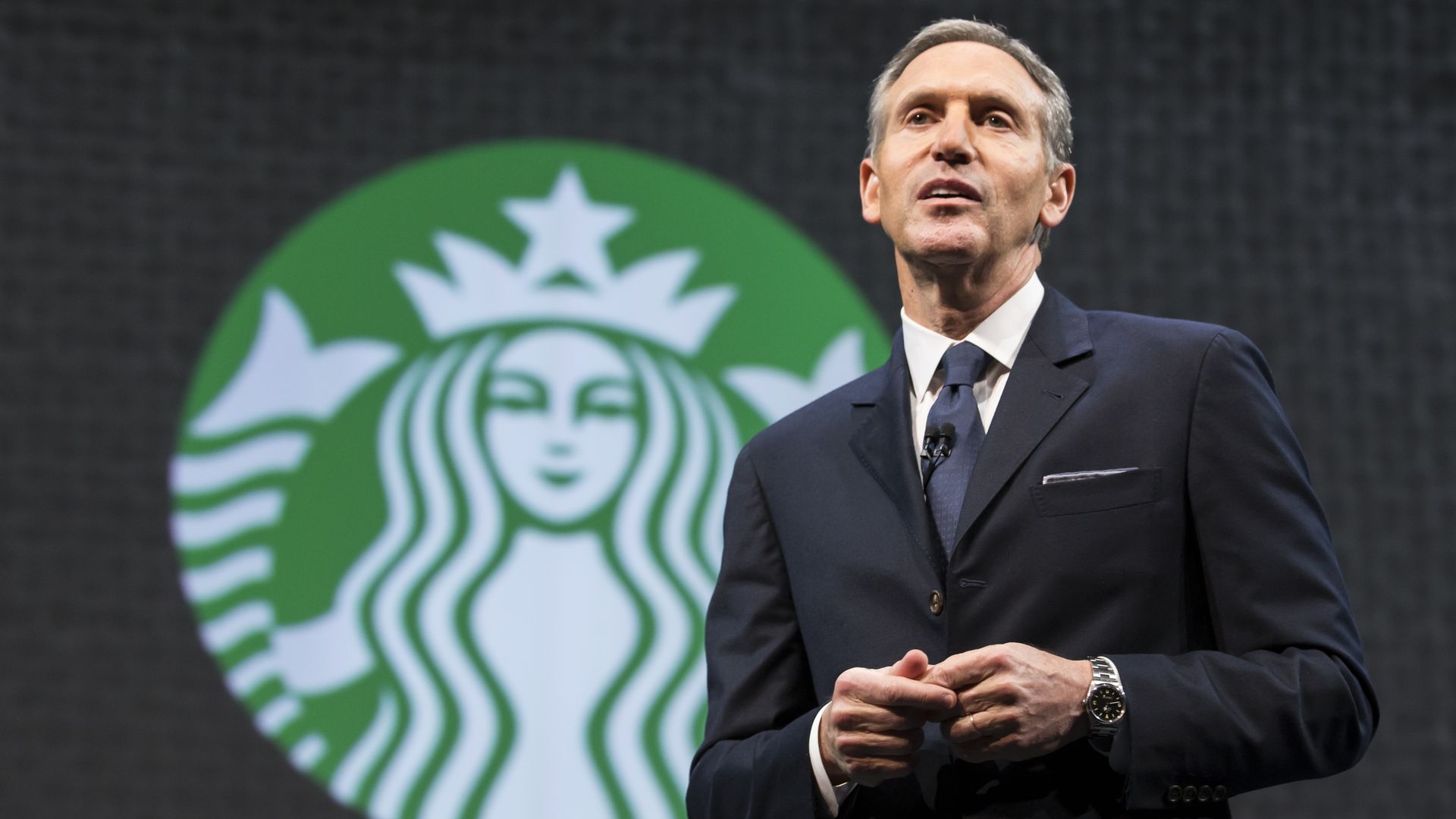 Starbucks' then-CEO Howard Schultz speaks during Starbucks annual shareholders meeting March 18, 2015 in Seattle, Washington. 