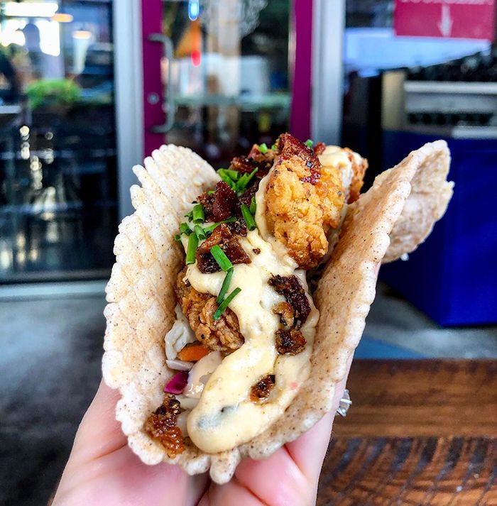 fried chicken taco at velvet taco charlotte