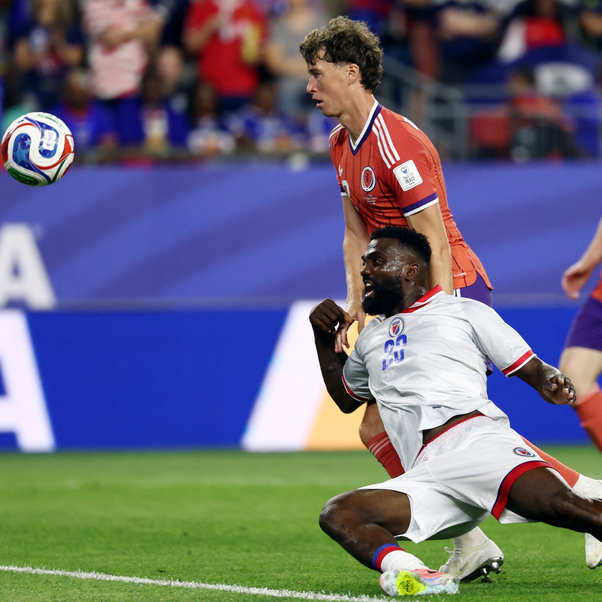 Frantzy Pierrot nearly scored for Haiti in World Cup match against